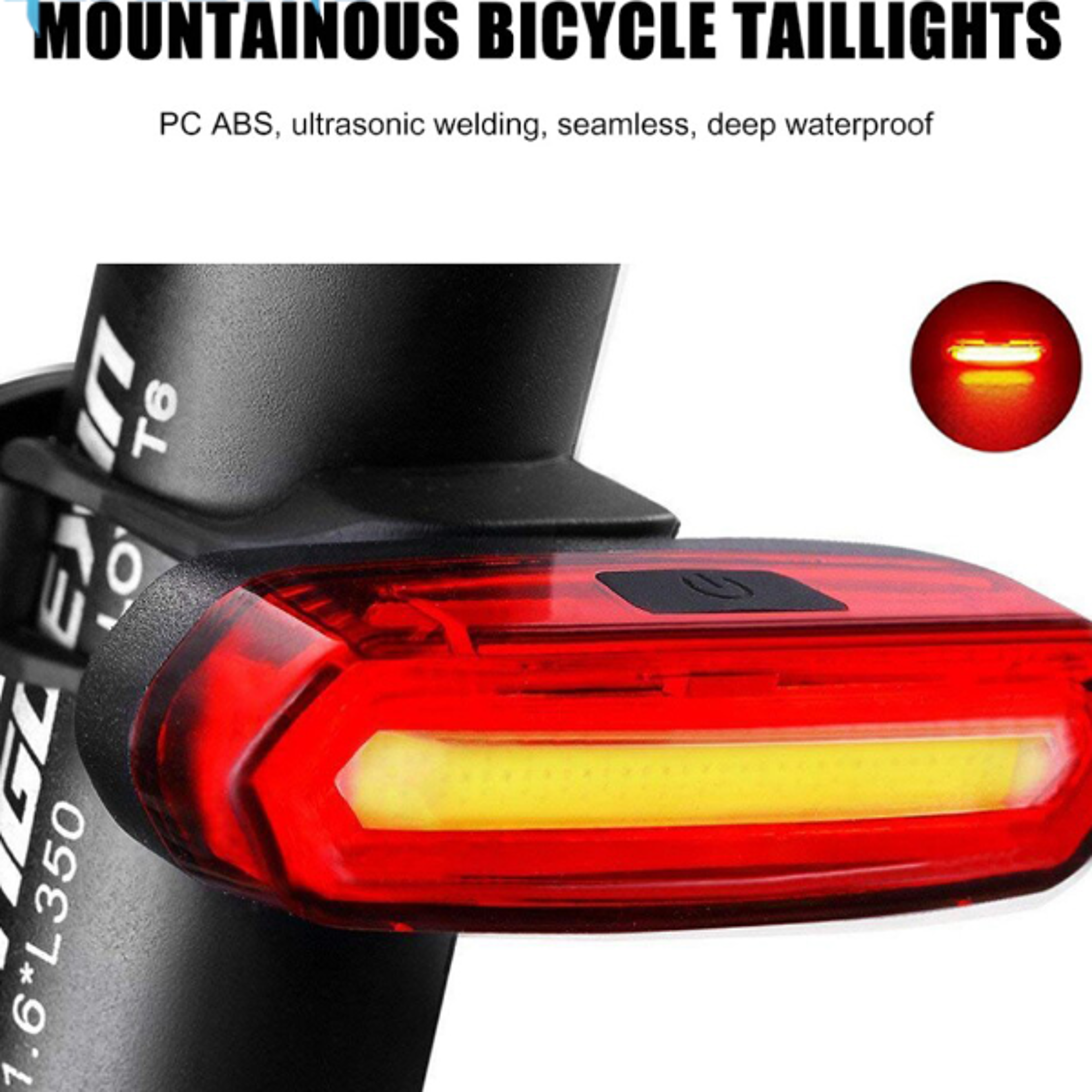 usb rechargeable mtb bicycle taillight red led rear warning light for cycling safety