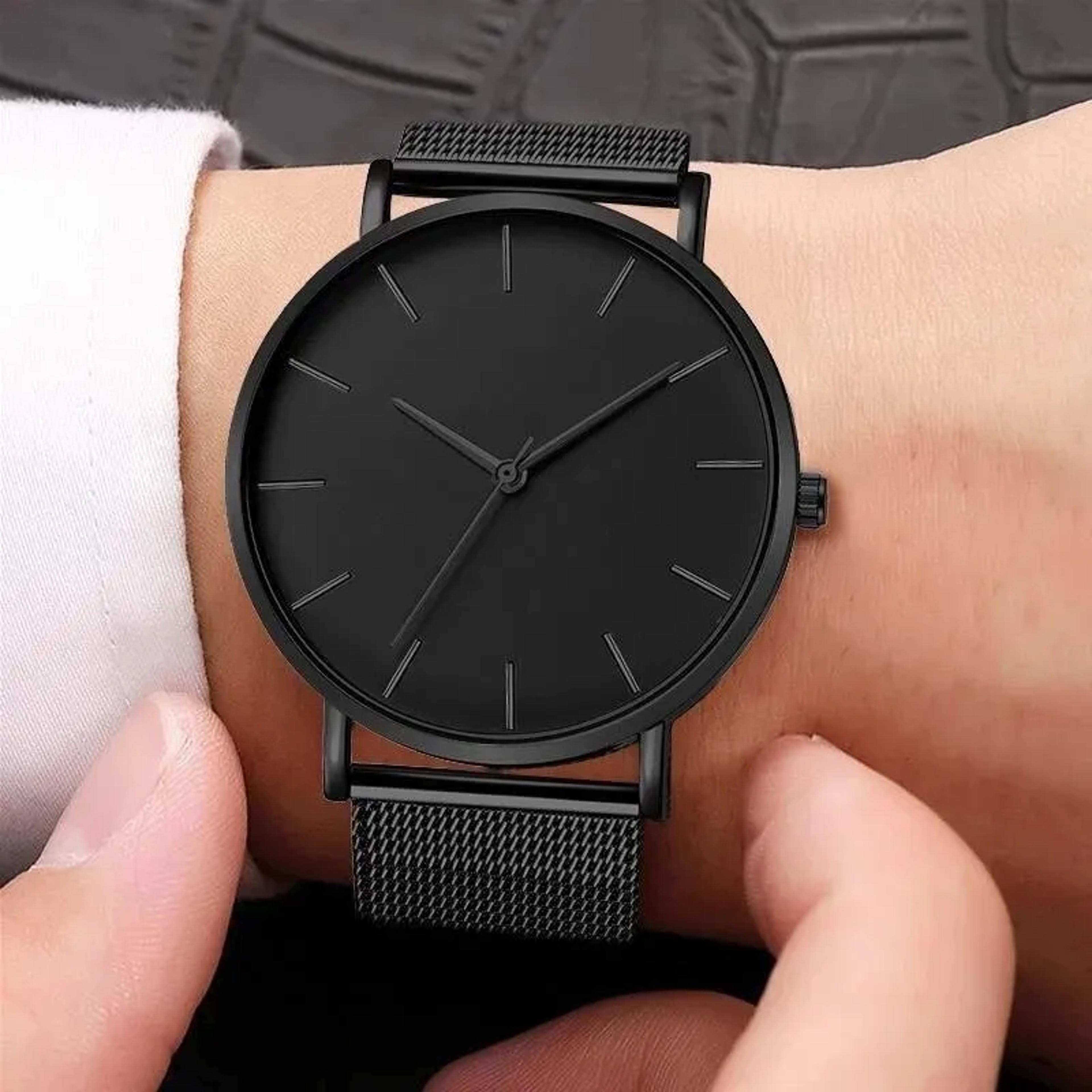 fashion ultra thin stainless steel quartz watch for men sleek & stylish business wristwatch