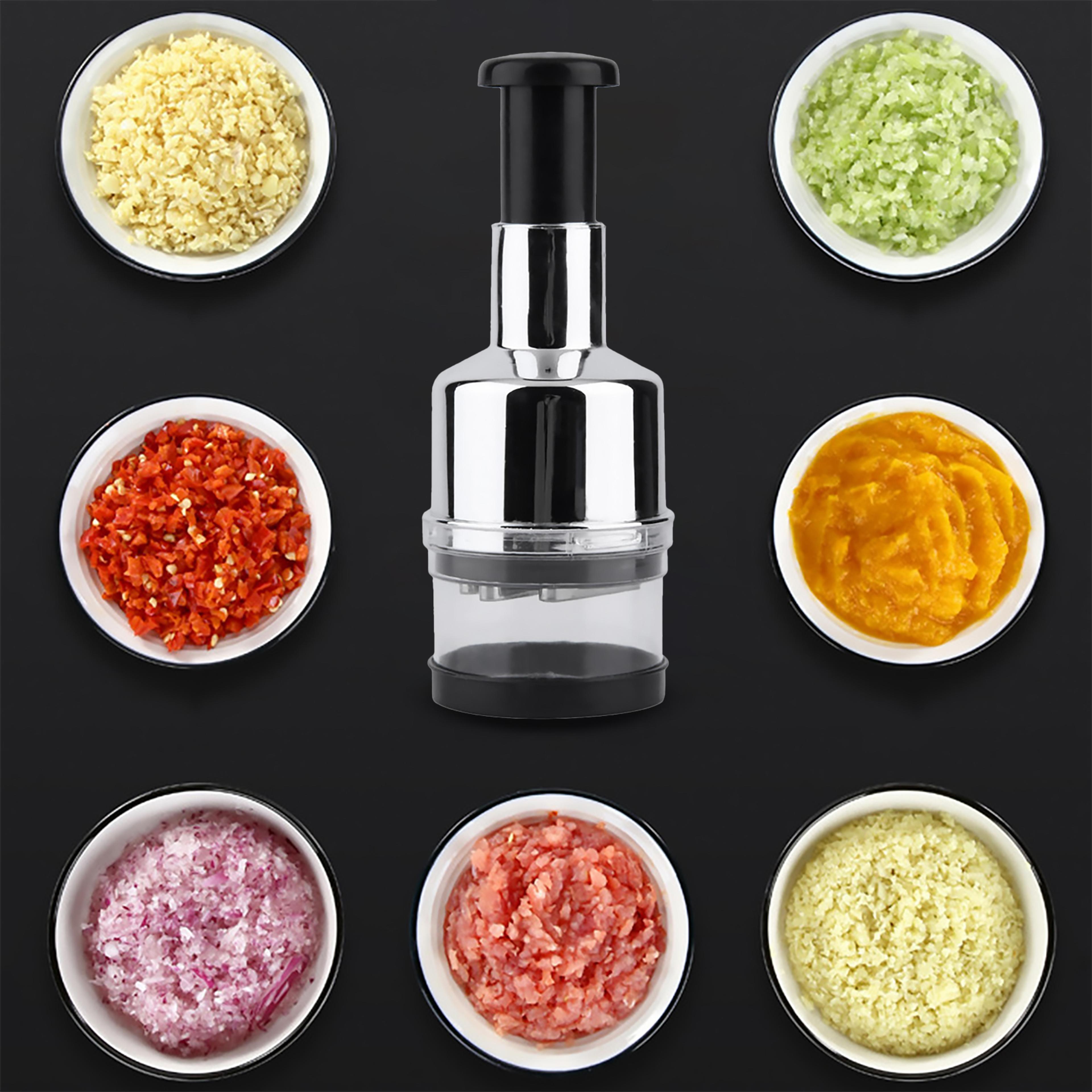 quickpress manual food chopper handheld garlic onion cutter tool