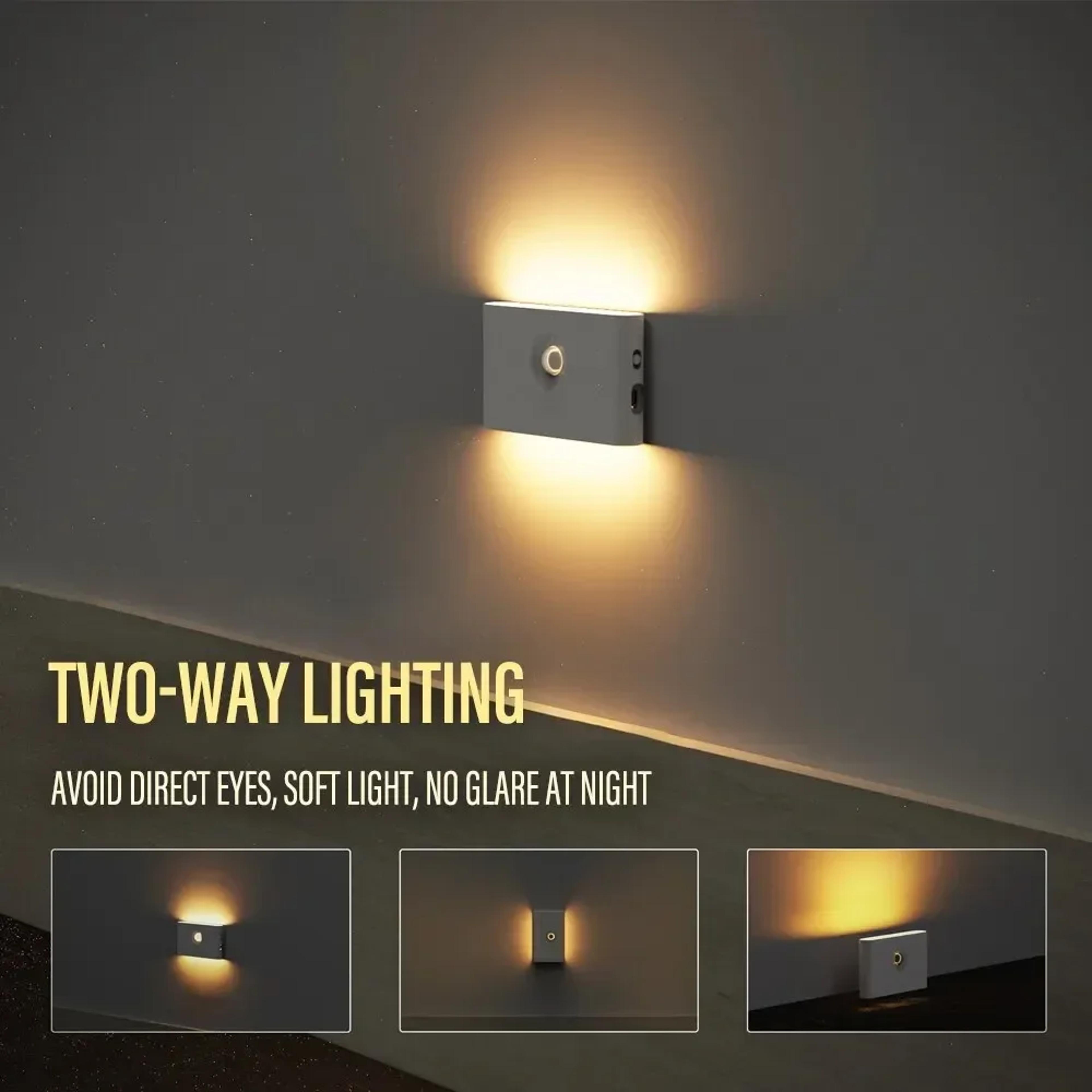 Smart Motion Sensor Night Light USB Rechargeable Wireless LED Wall Lamp 5