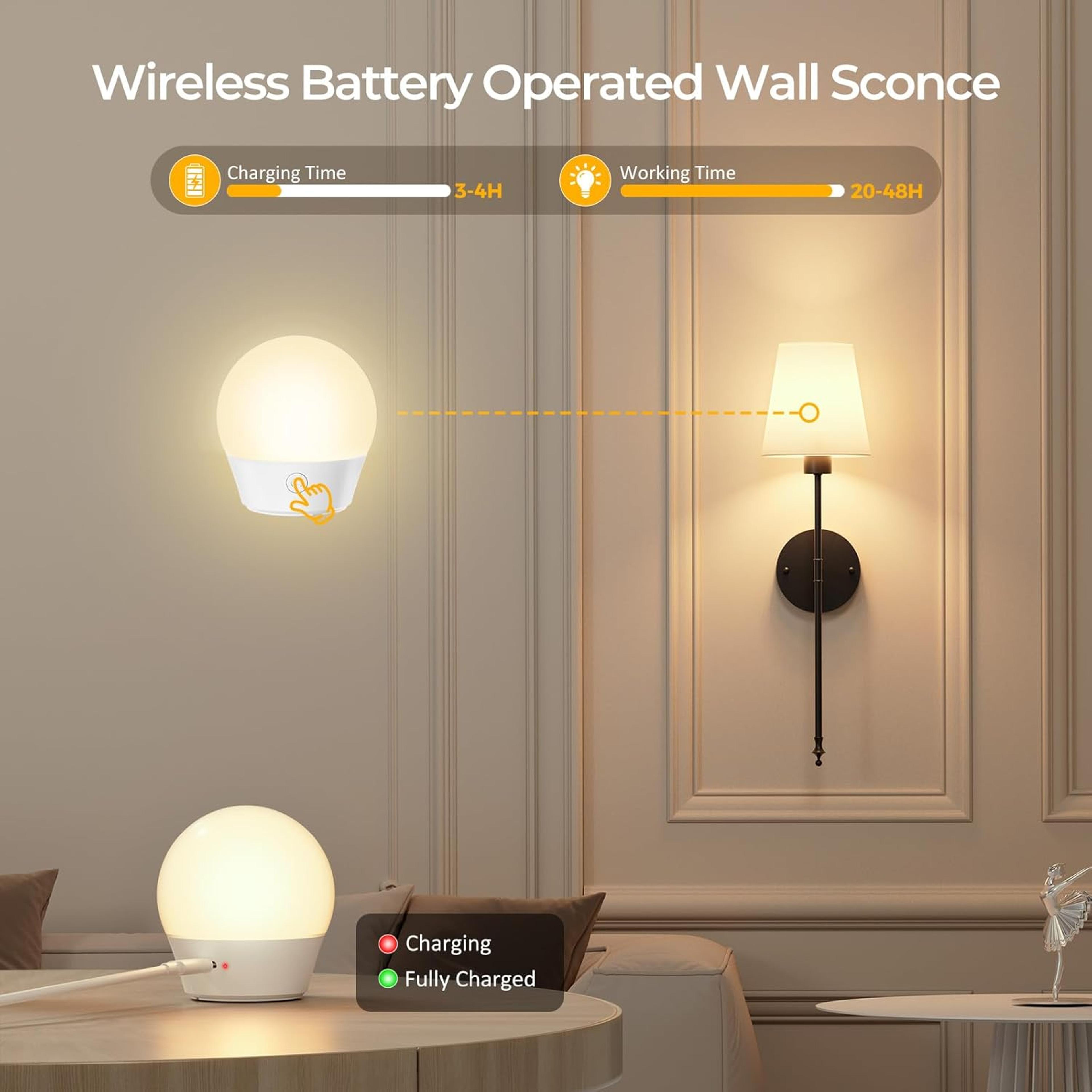 Rechargeable Battery Operated Wall Sconce With Remote Control RGB Wireless Wall Light 1