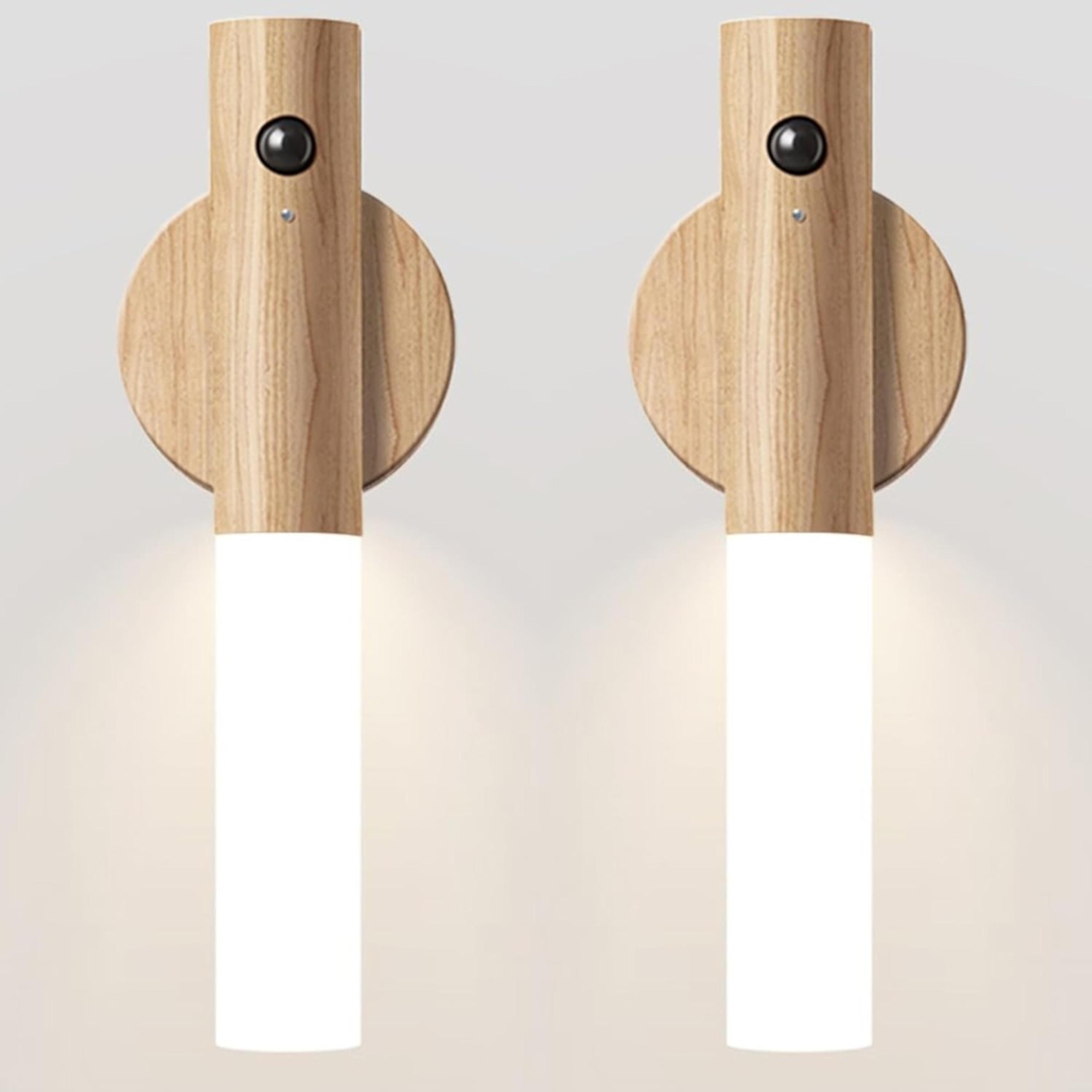 Motion Sensor Night Light Rechargeable Magnetic Wooden Wall Sconce For Bedroom Hallway And Stairs 9