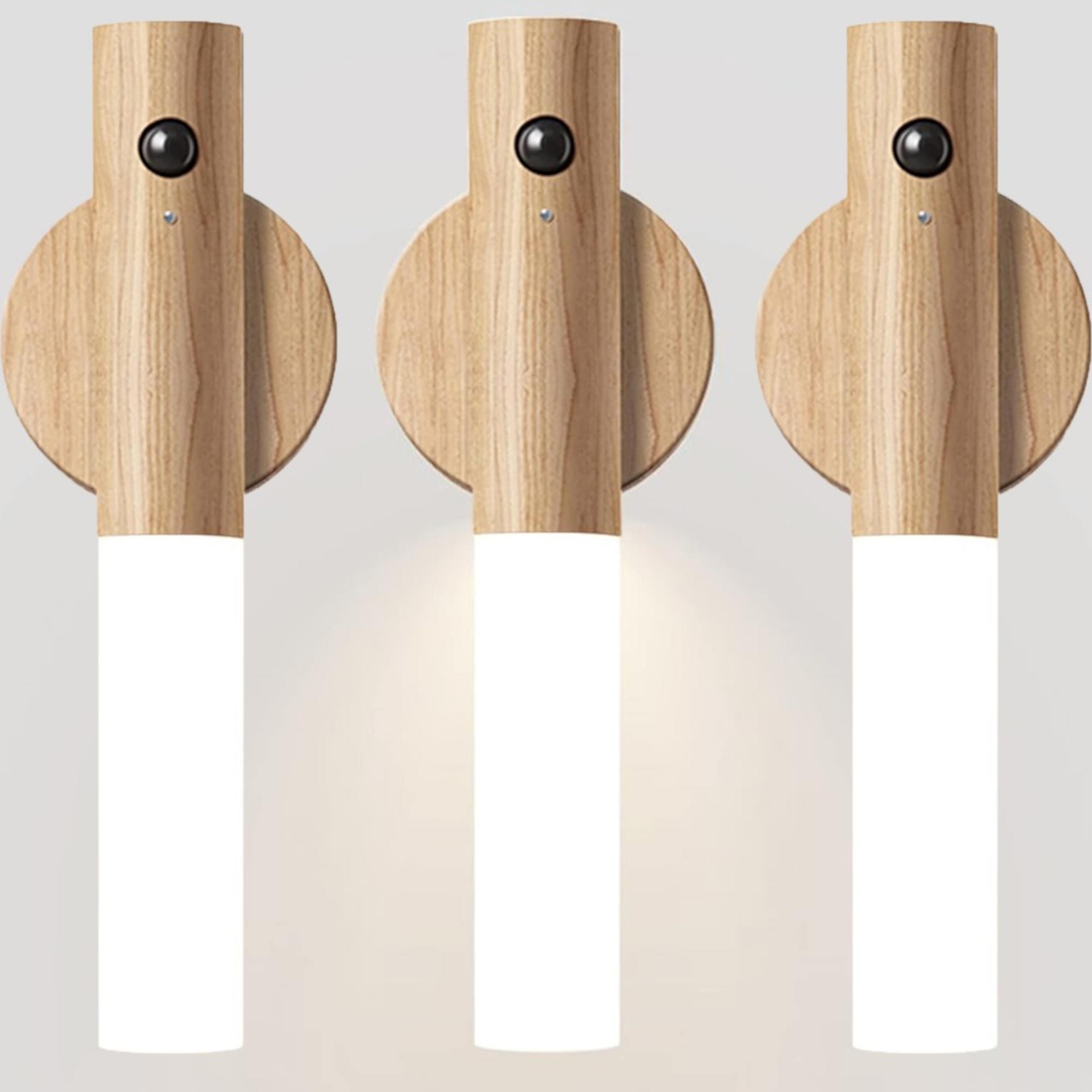 Motion Sensor Night Light Rechargeable Magnetic Wooden Wall Sconce For Bedroom Hallway And Stairs 10