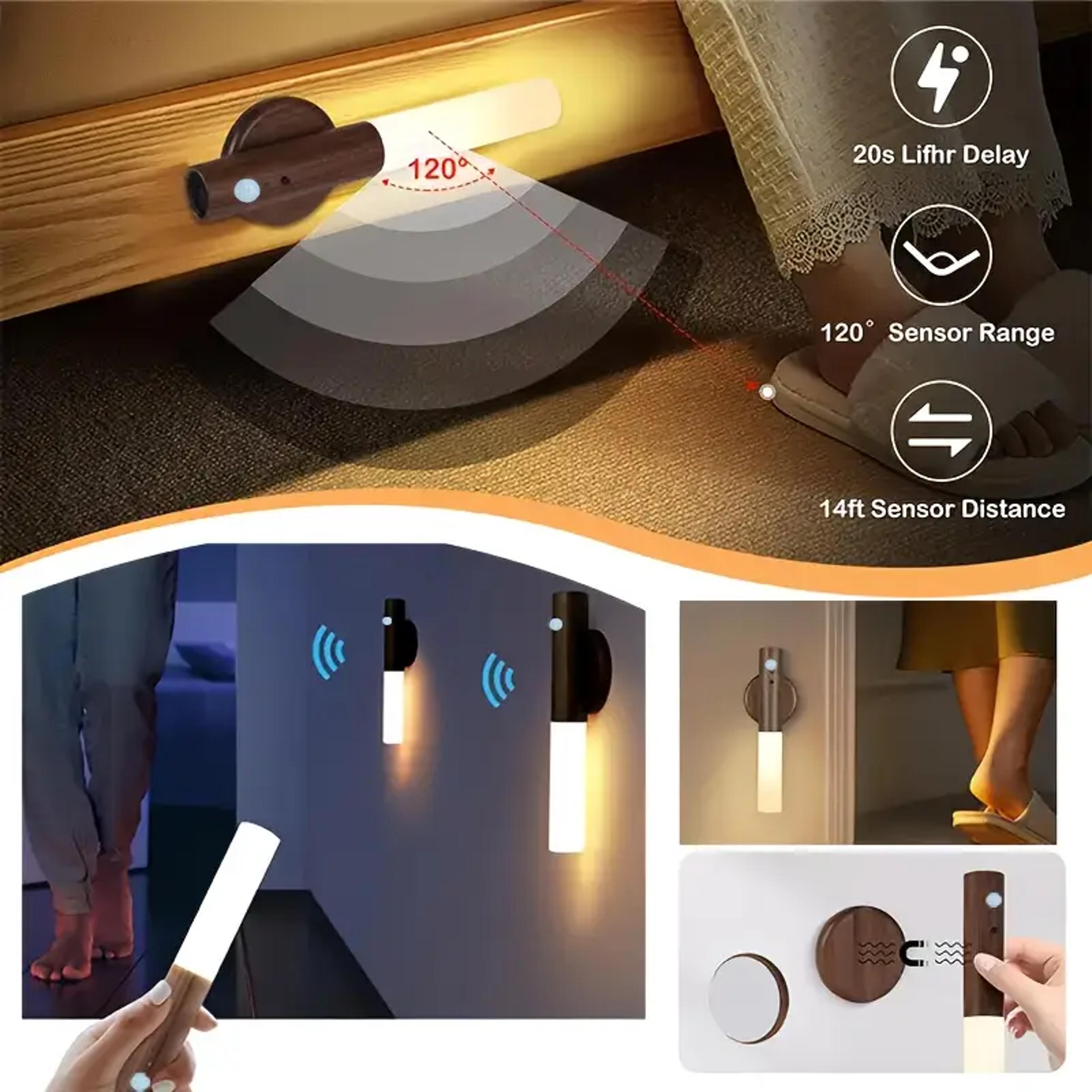 Smart Motion Sensor Night Light Rechargeable LED Magnetic Cabinet Light For Bedroom Kitchen Hallway 2