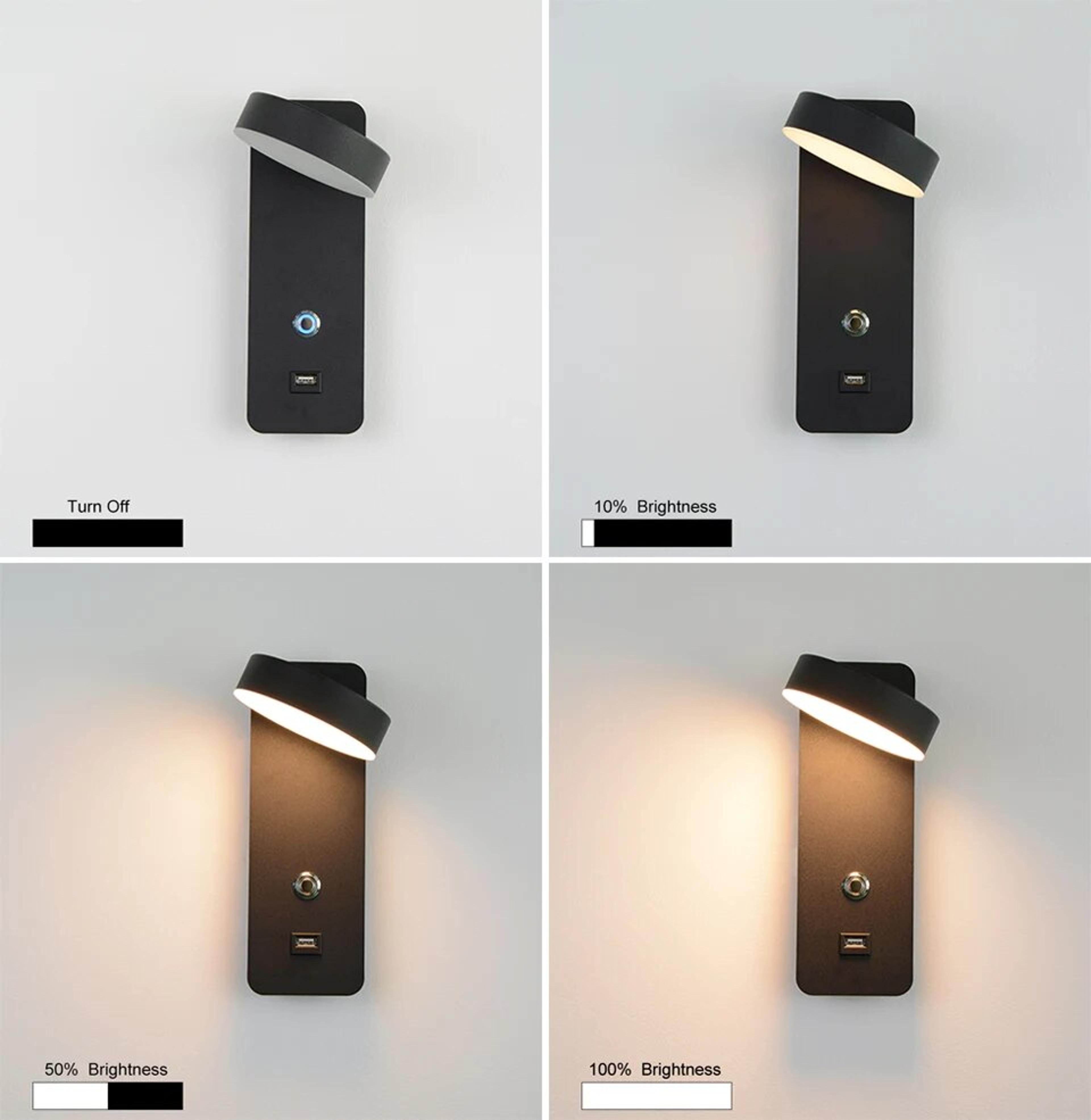 Rechargeable LED Wall Sconce Touch Dimmable Modern Wall Light With Color Modes USB Charging 2