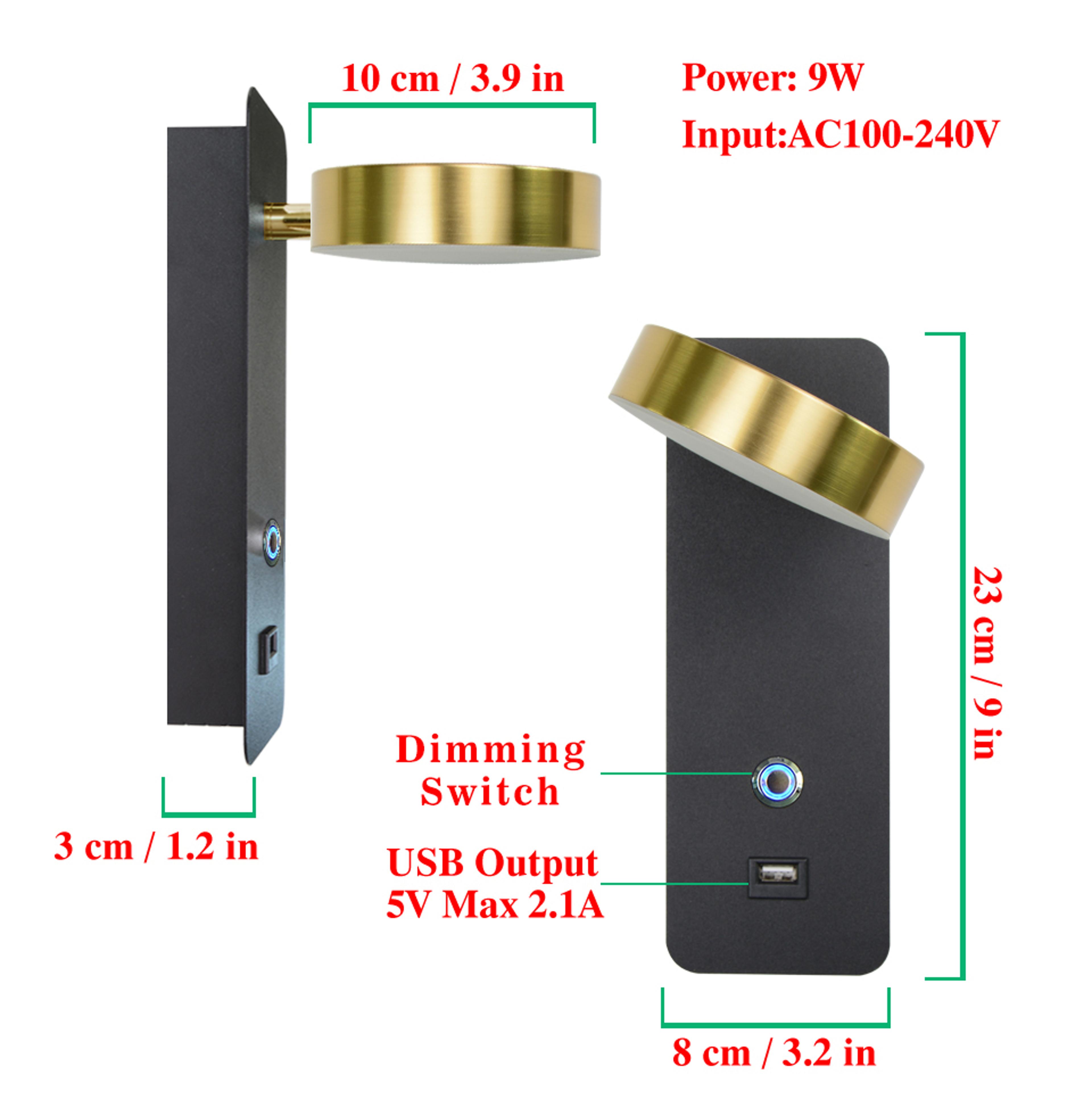 Rechargeable LED Wall Sconce Touch Dimmable Modern Wall Light With Color Modes USB Charging 5