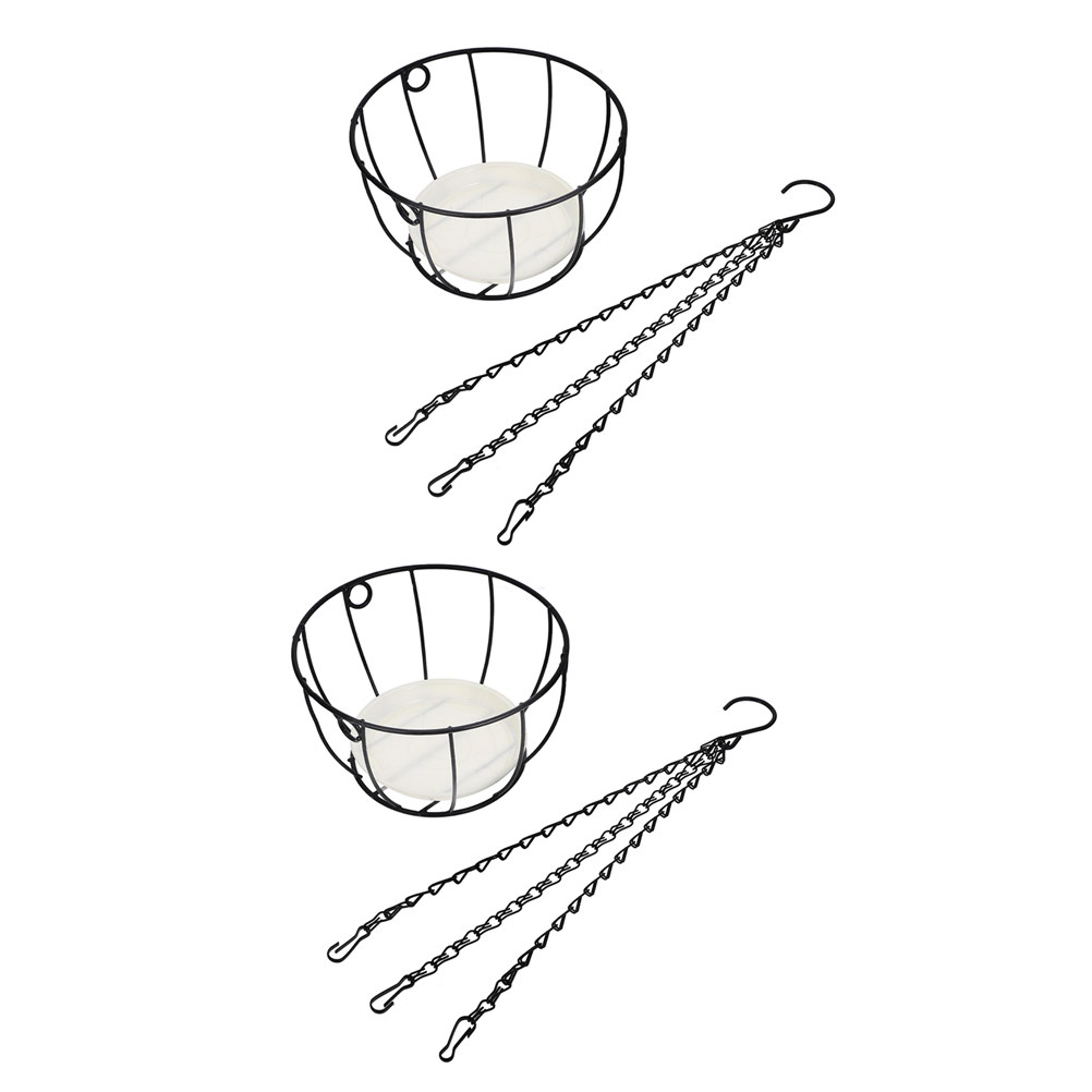 metal hanging planter basket set for balcony garden and outdoor plant decor