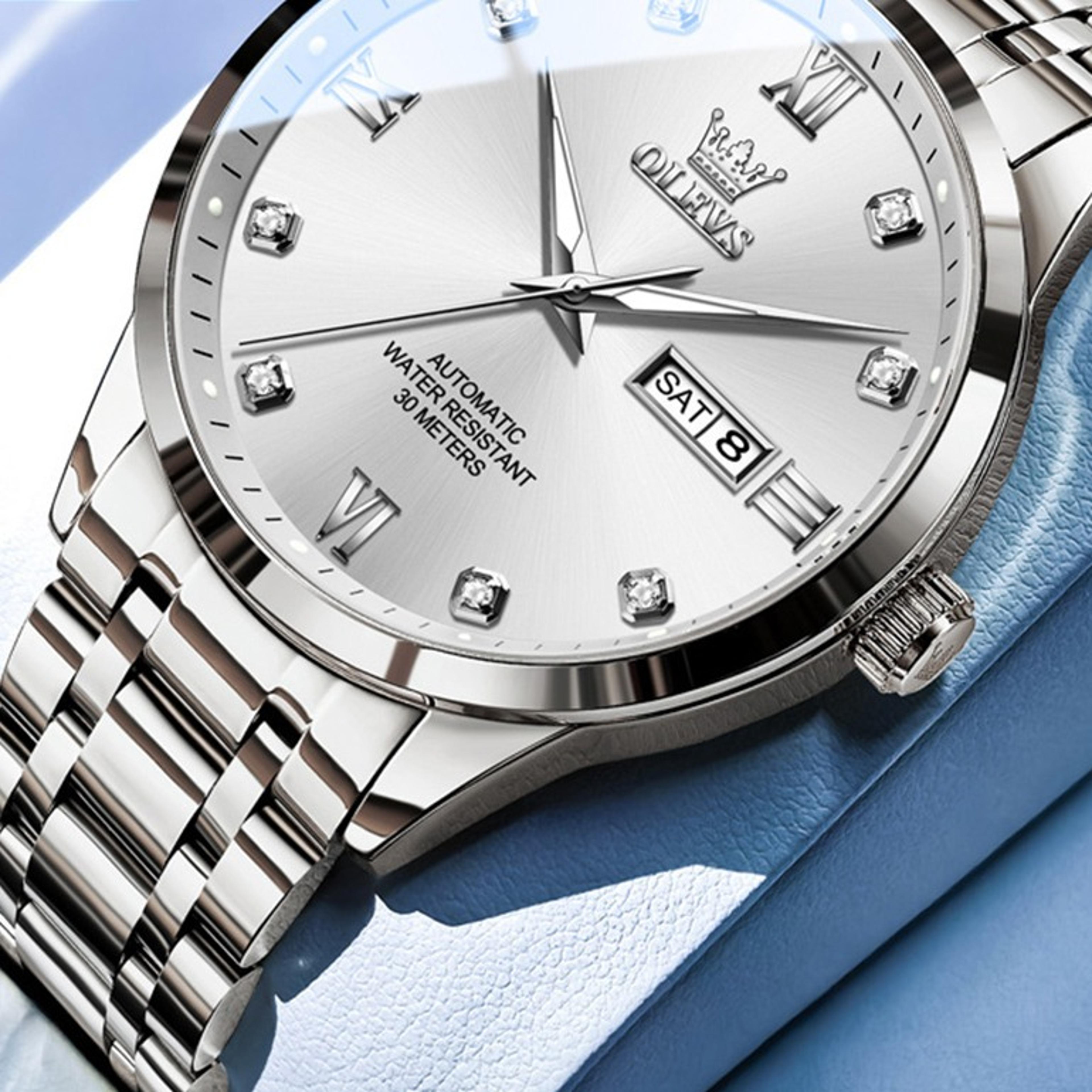 Automatic Mechanical Watch Waterproof Luminous Dual Calendar Stainless Steeljpg
