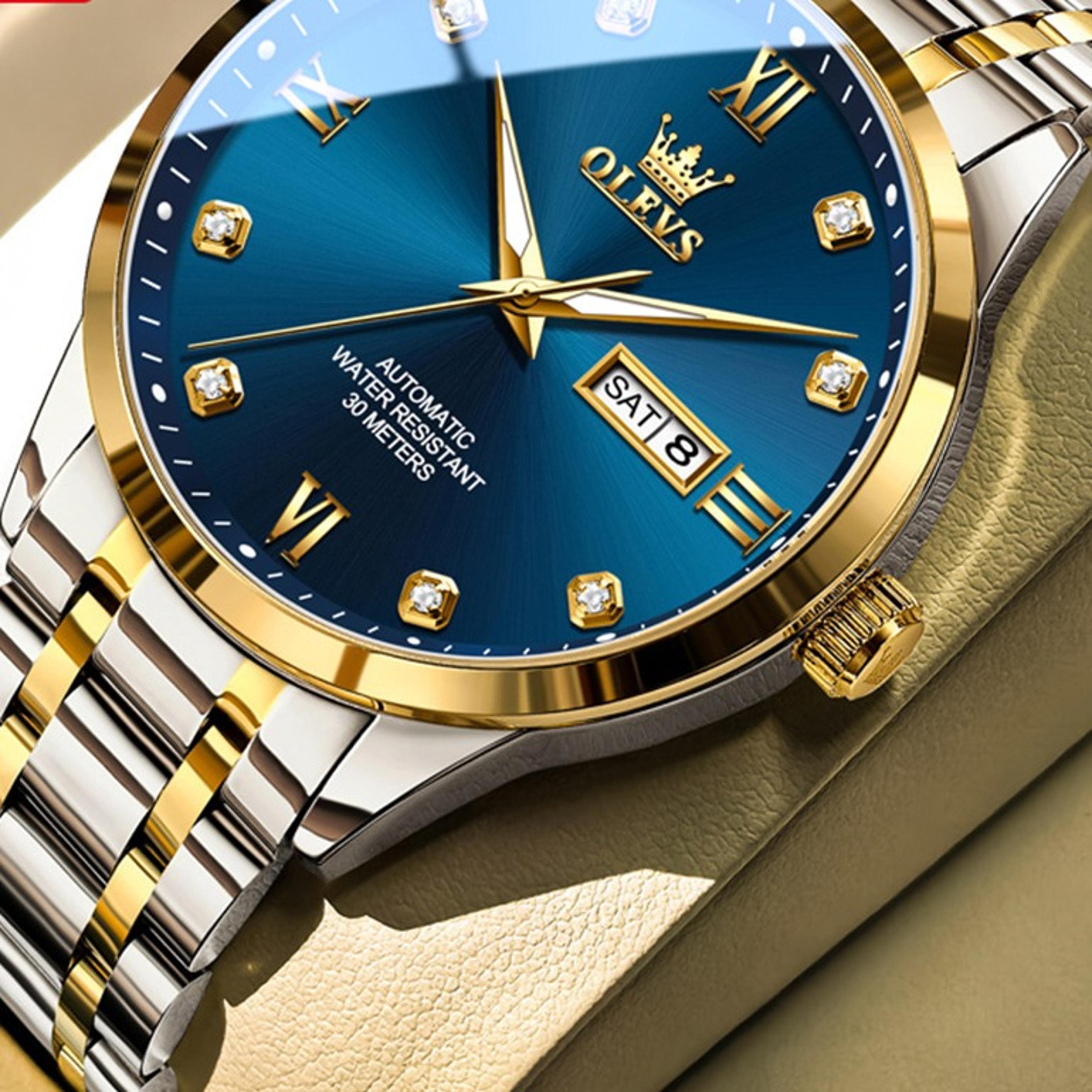 Automatic Mechanical Watch Waterproof Luminous Dual Calendar Stainless Steeljpg