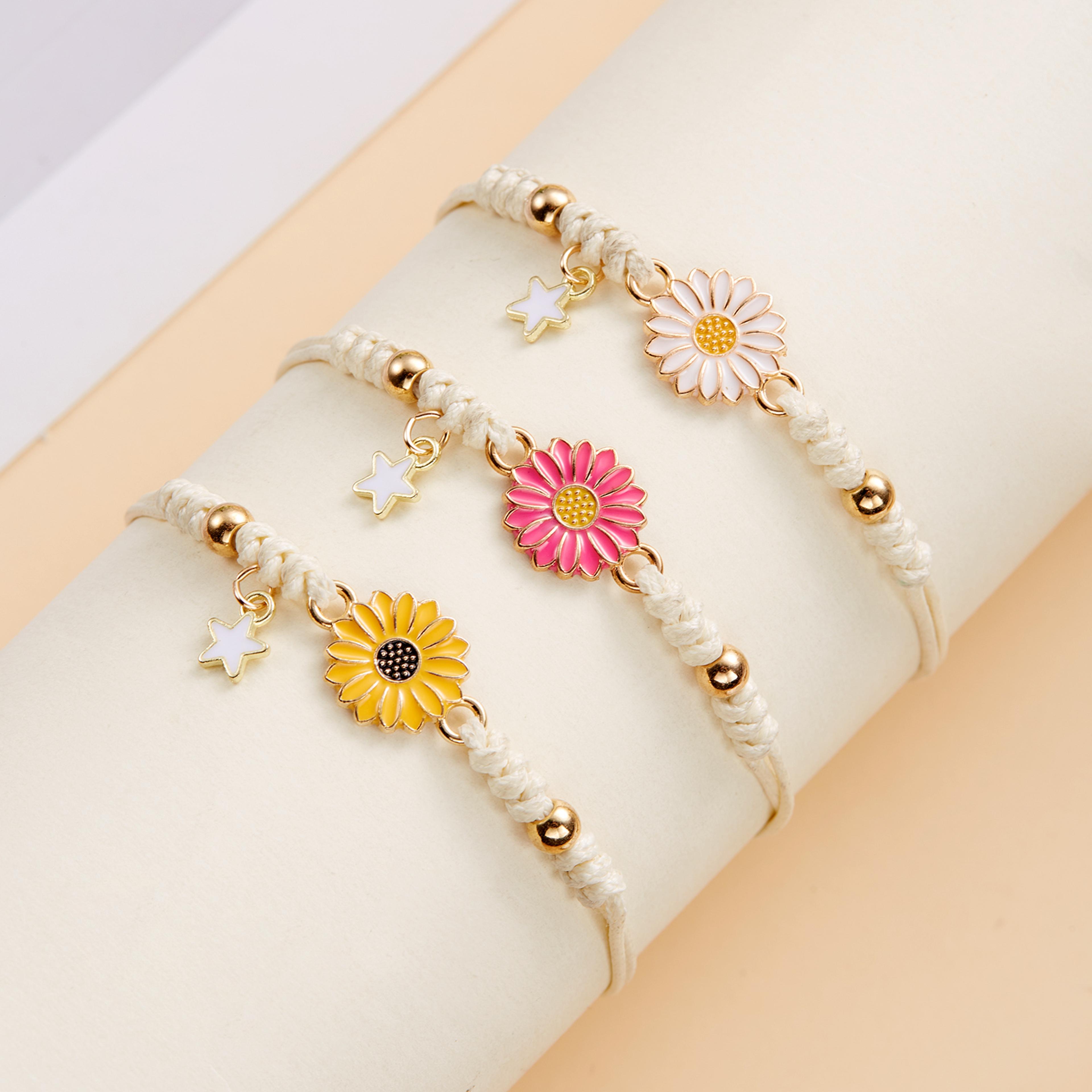 boho handmade star daisy bracelet for women cute friendship rope jewelry gift