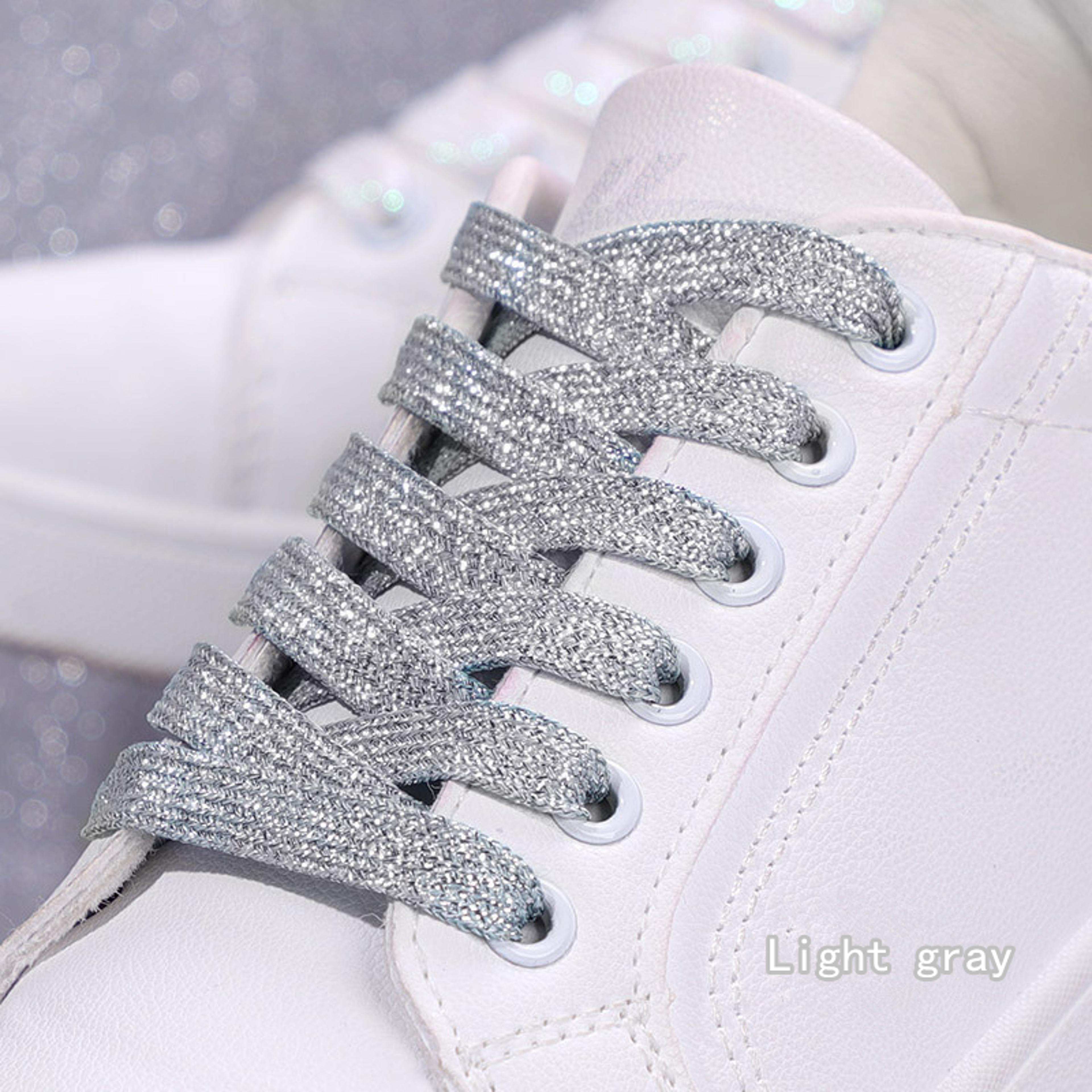 SparkleStep Glitter Shoelaces Colorful Metallic Flat Shoe Laces For Sneakers And Boots 8