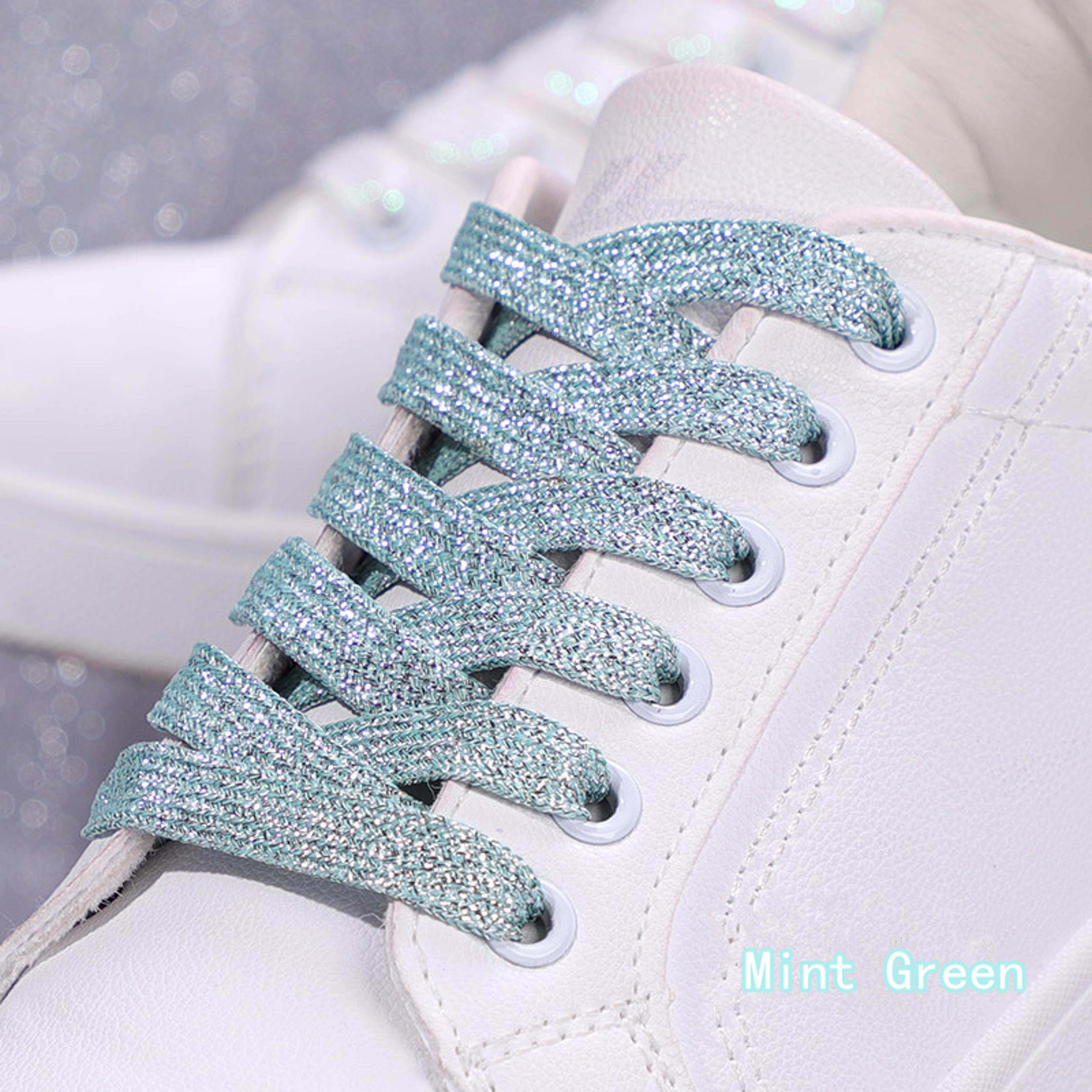 SparkleStep Glitter Shoelaces Colorful Metallic Flat Shoe Laces For Sneakers And Boots 16