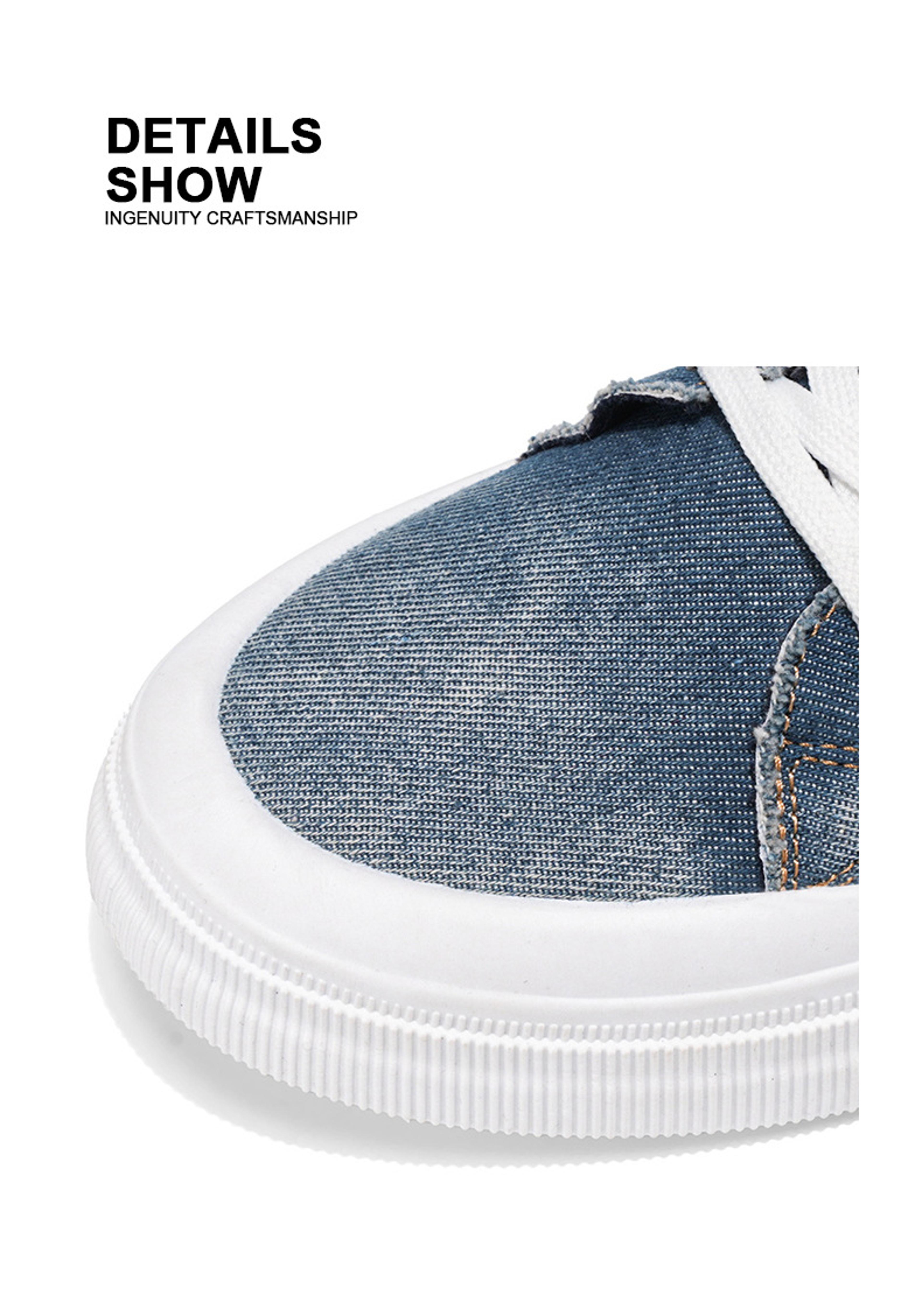 Mens Denim Streetwear Sneakers Lace Up Canvas Hip Hop Casual Trainers 1