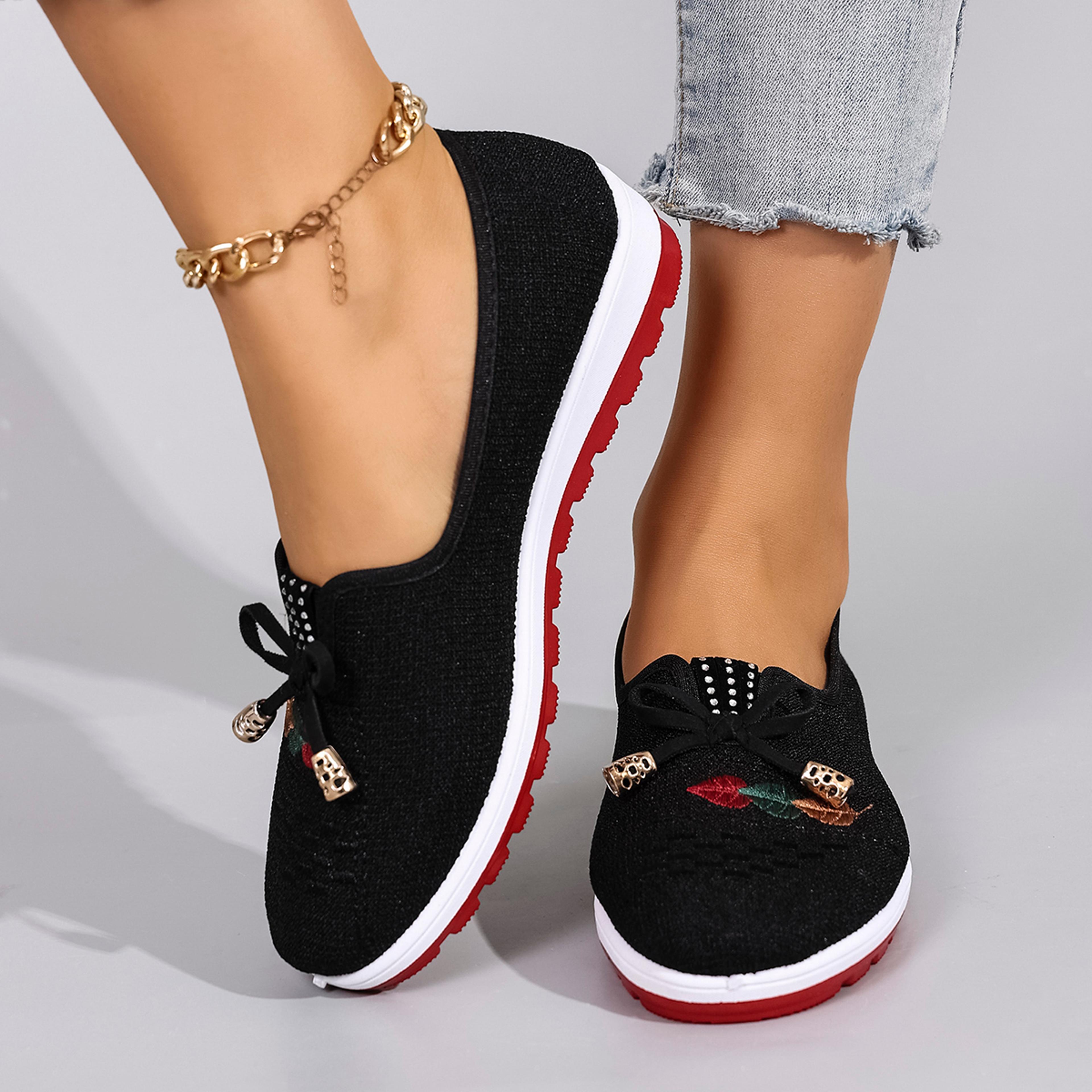 Womens Breathable Mesh Flat Sneakers Lightweight Summer Casual Walking Shoes 6