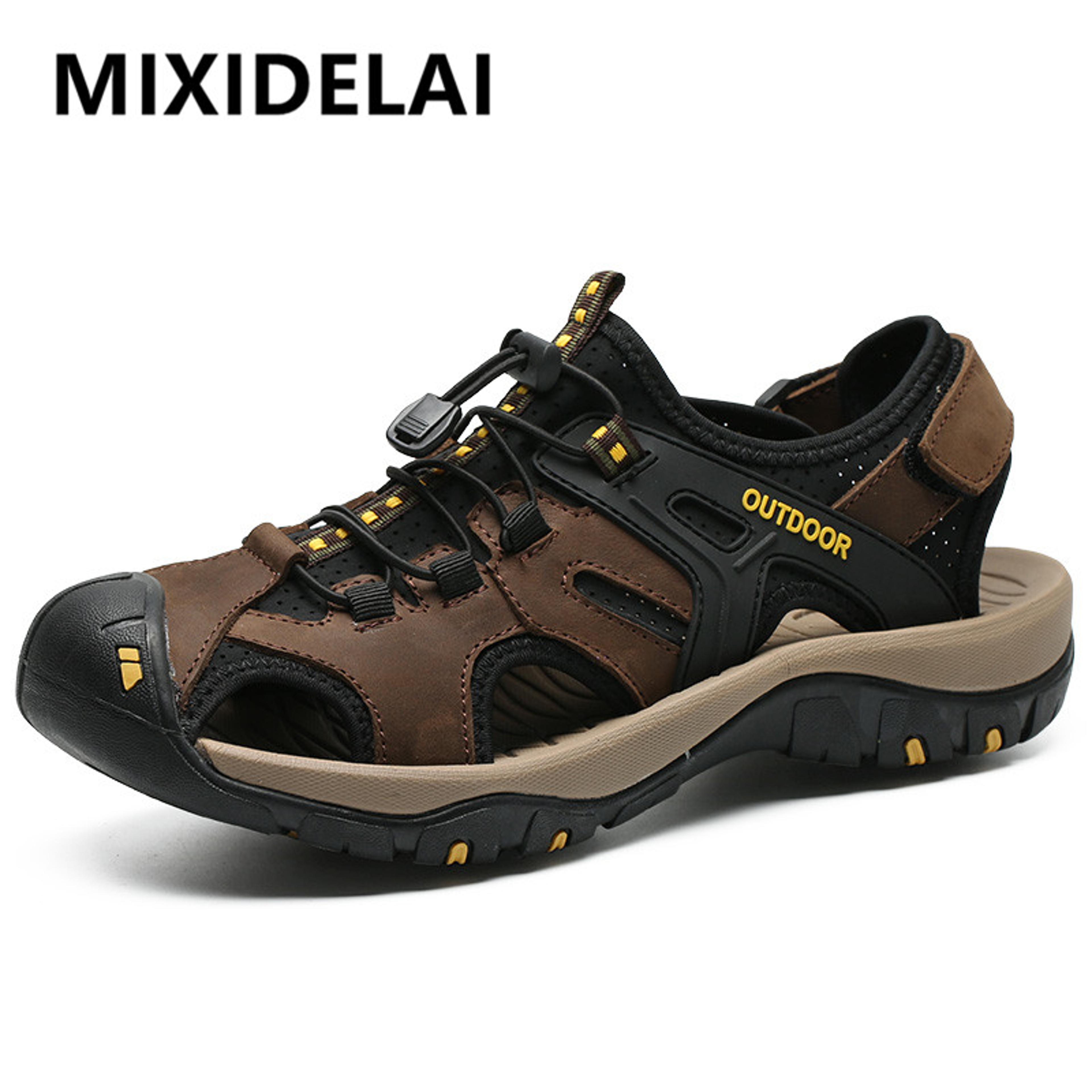 handmade genuine leather mens sandals non slip outdoor summer beach