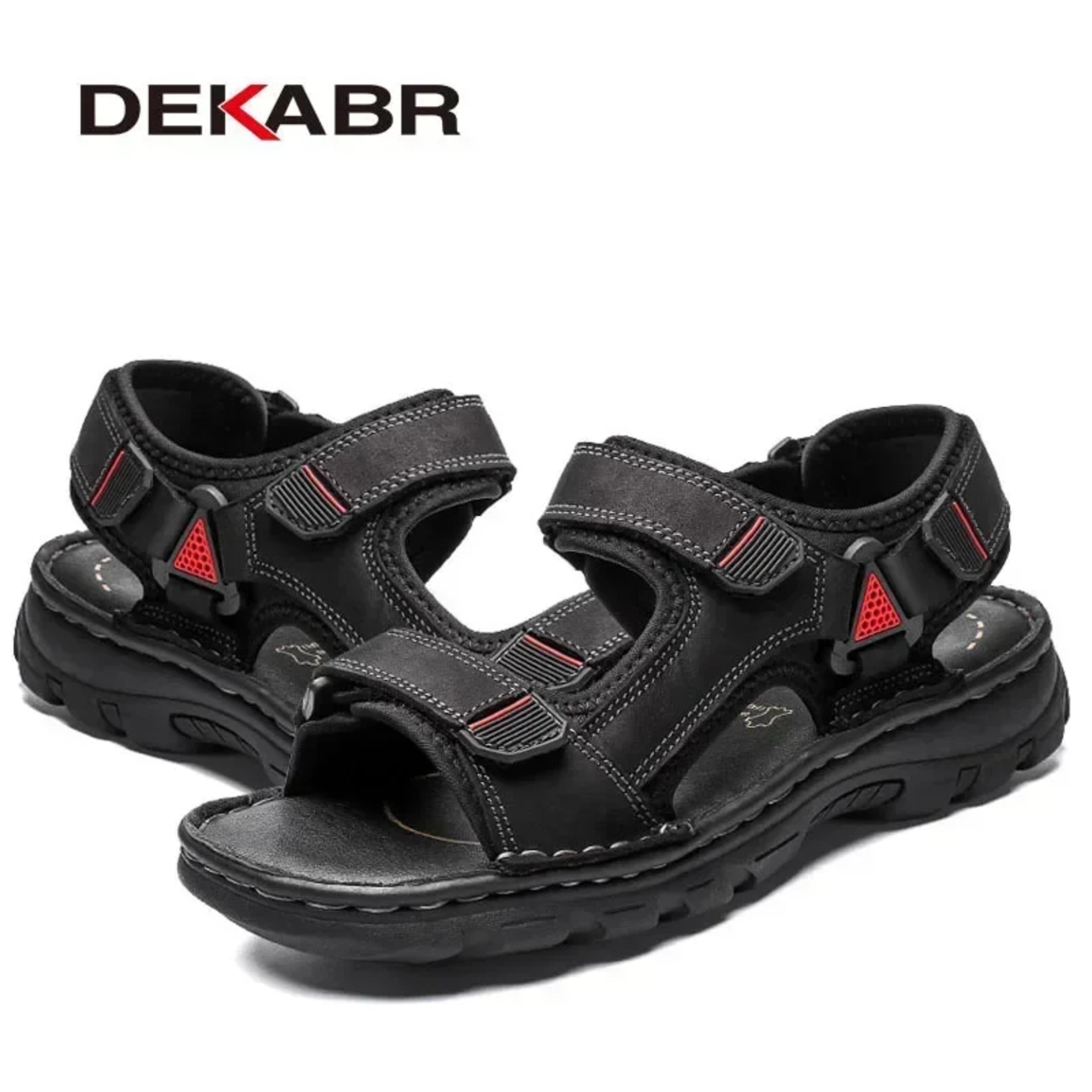 Mens Genuine Leather Sandals Breathable Non Slip Summer Beach Shoes 1