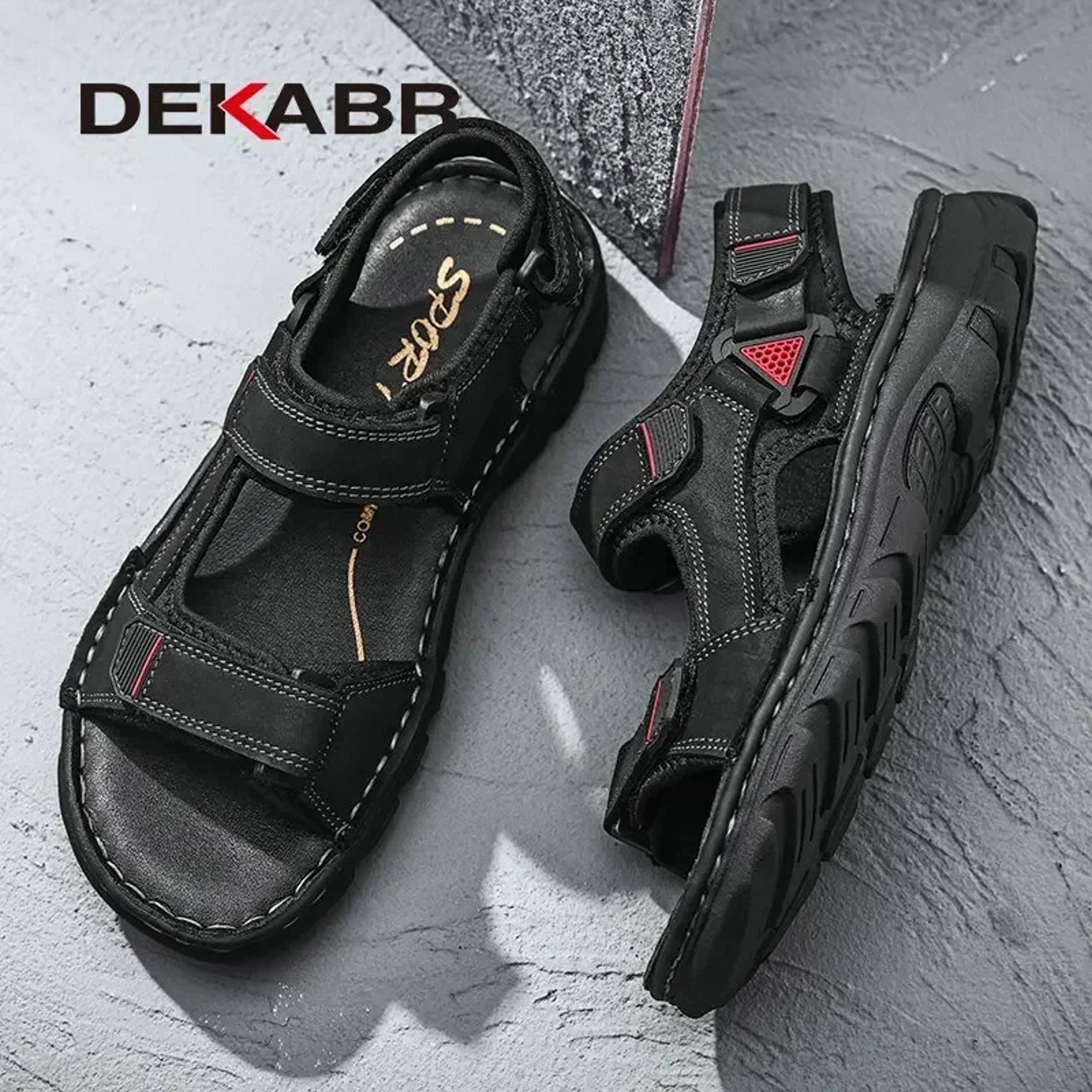 Mens Genuine Leather Sandals Breathable Non Slip Summer Beach Shoes 2
