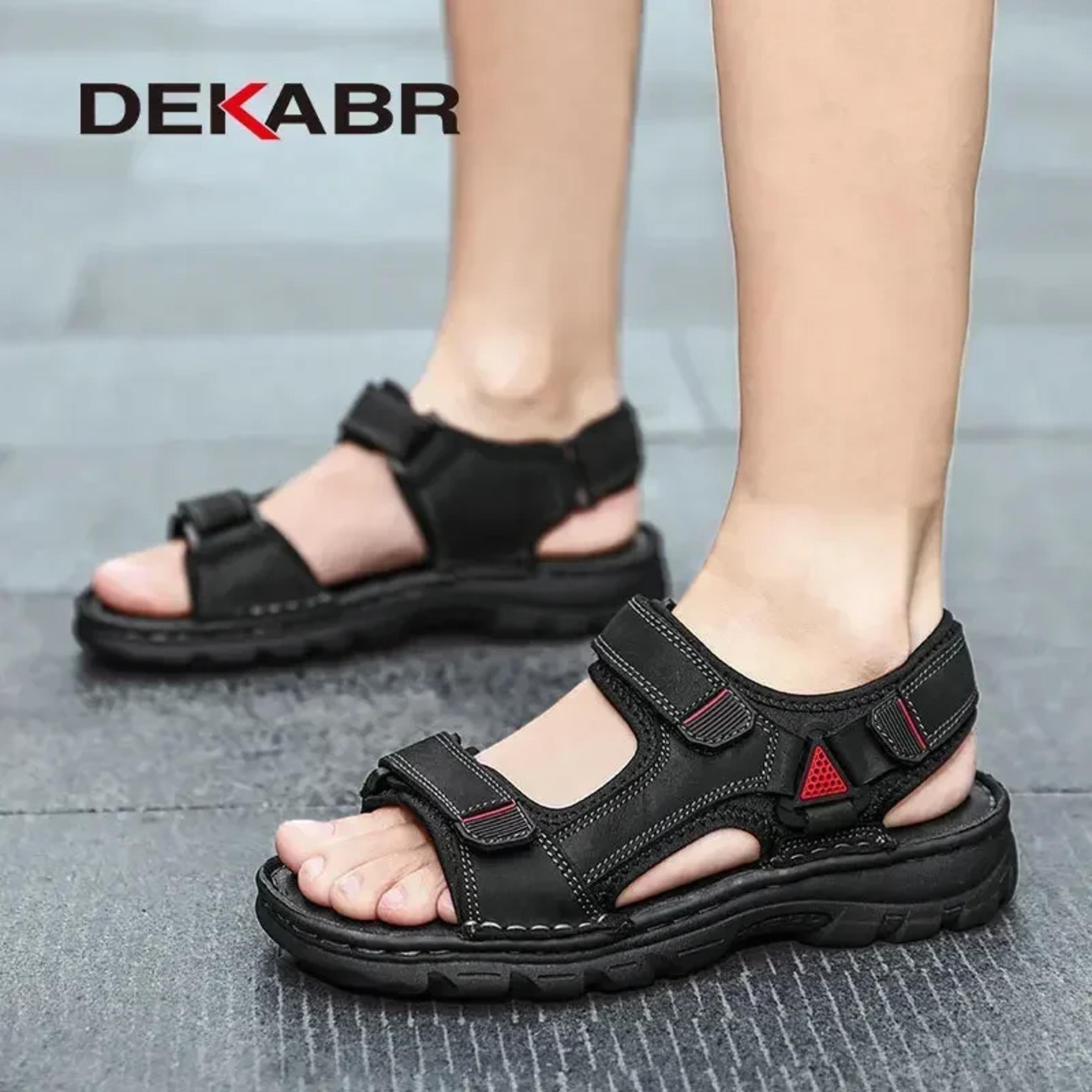 Mens Genuine Leather Sandals Breathable Non Slip Summer Beach Shoes 4