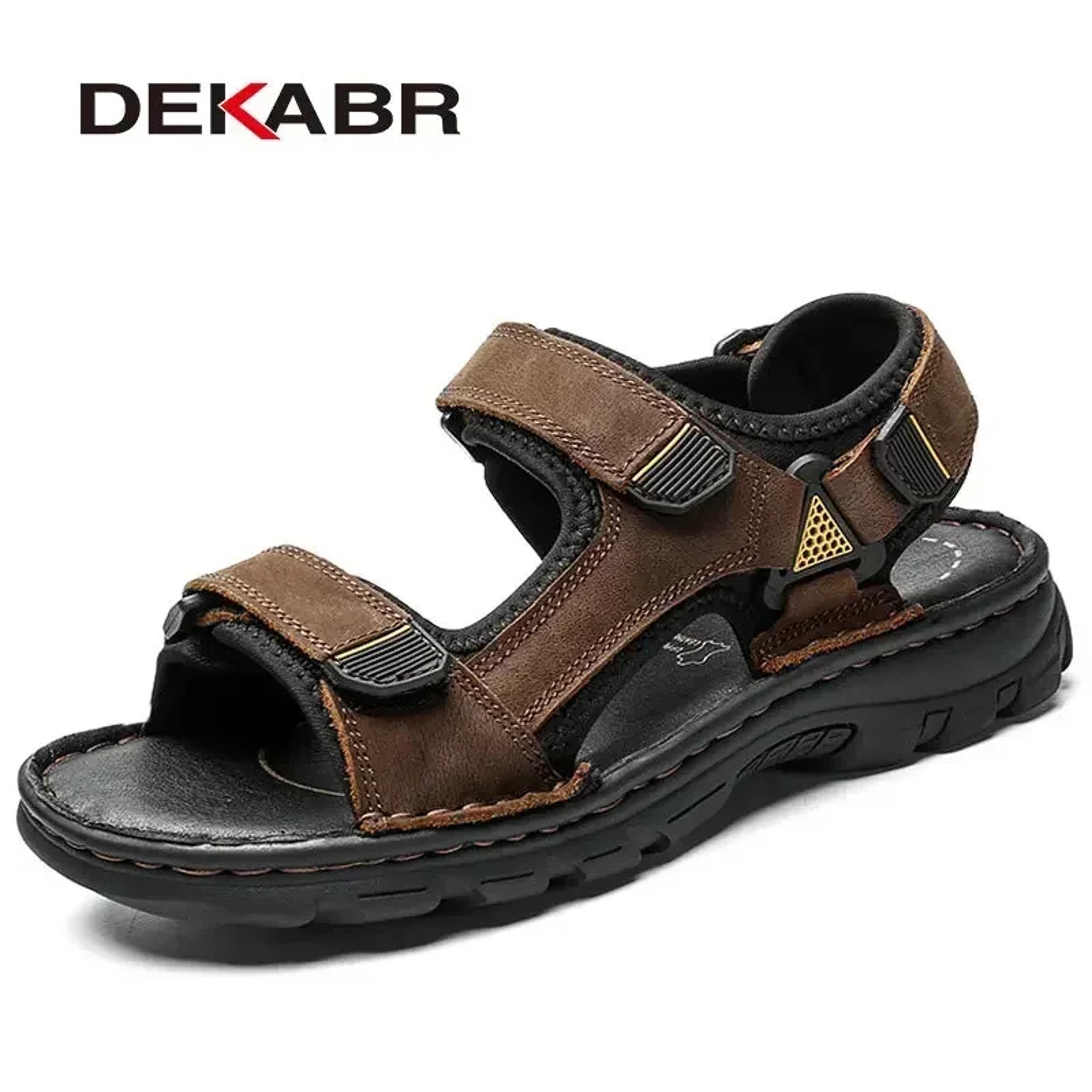 Mens Genuine Leather Sandals Breathable Non Slip Summer Beach Shoes 5