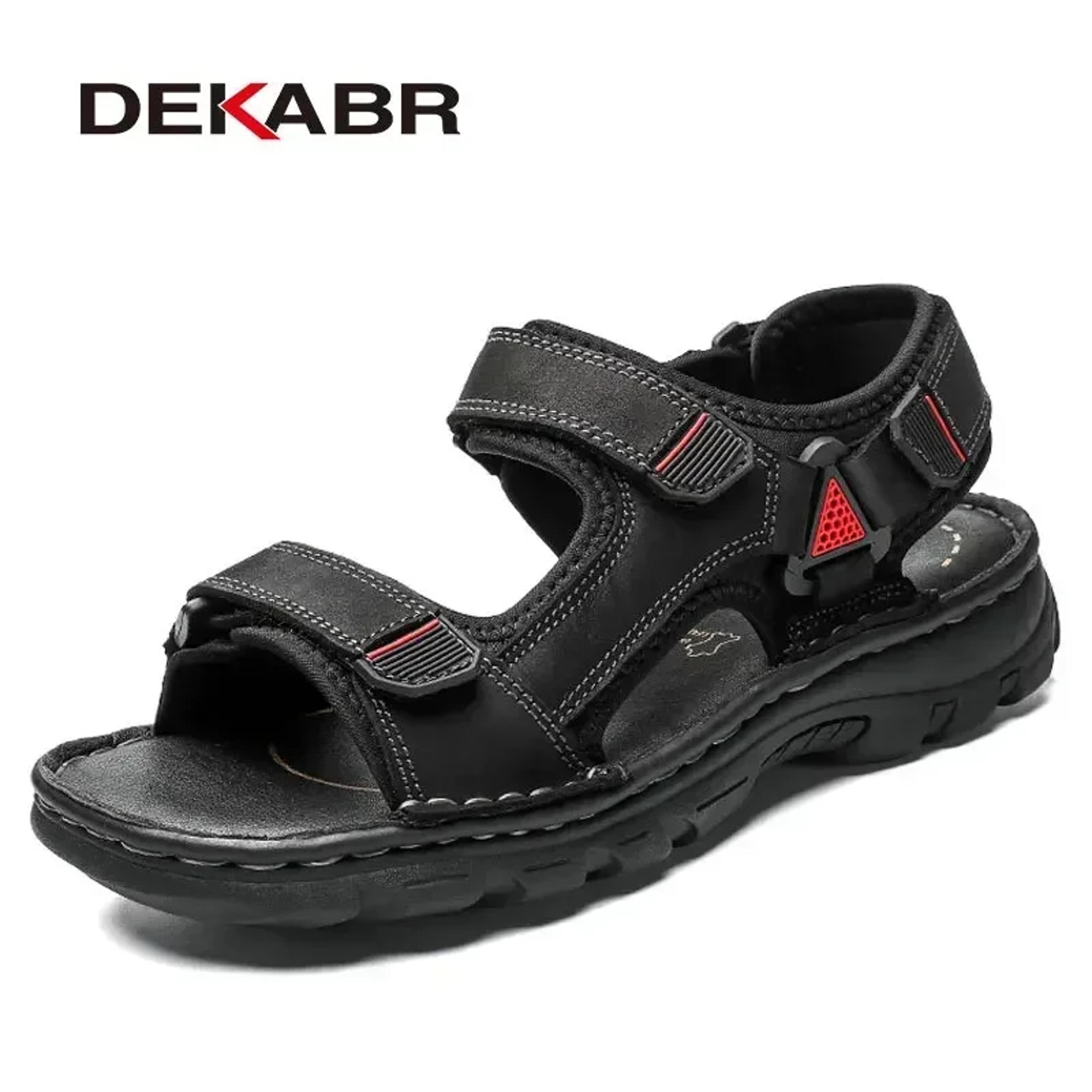 Mens Genuine Leather Sandals Breathable Non Slip Summer Beach Shoes 6