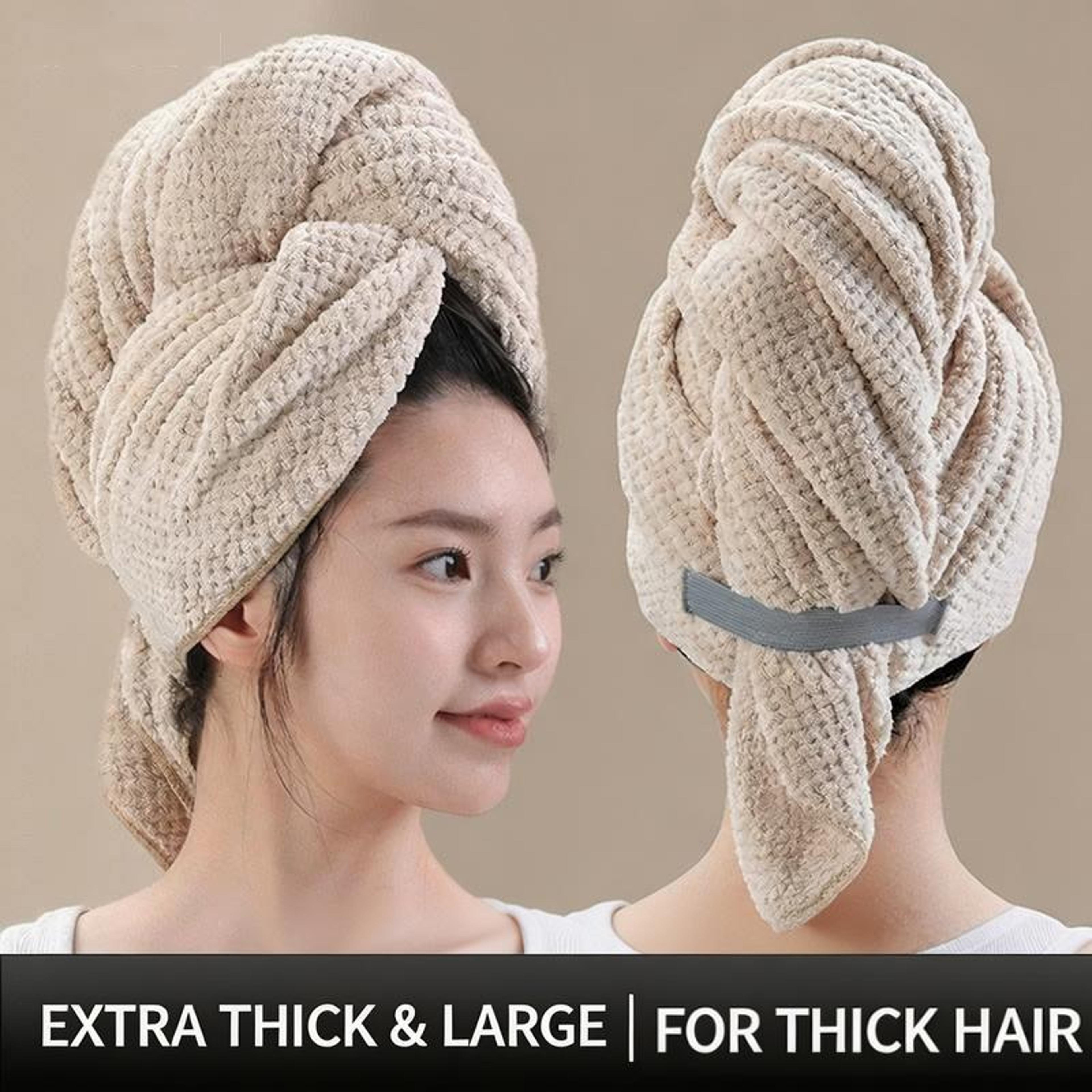 Ultra Absorbent Microfiber Hair Towel Wrap For Long Hair Quick Dry Waffle Turban 5