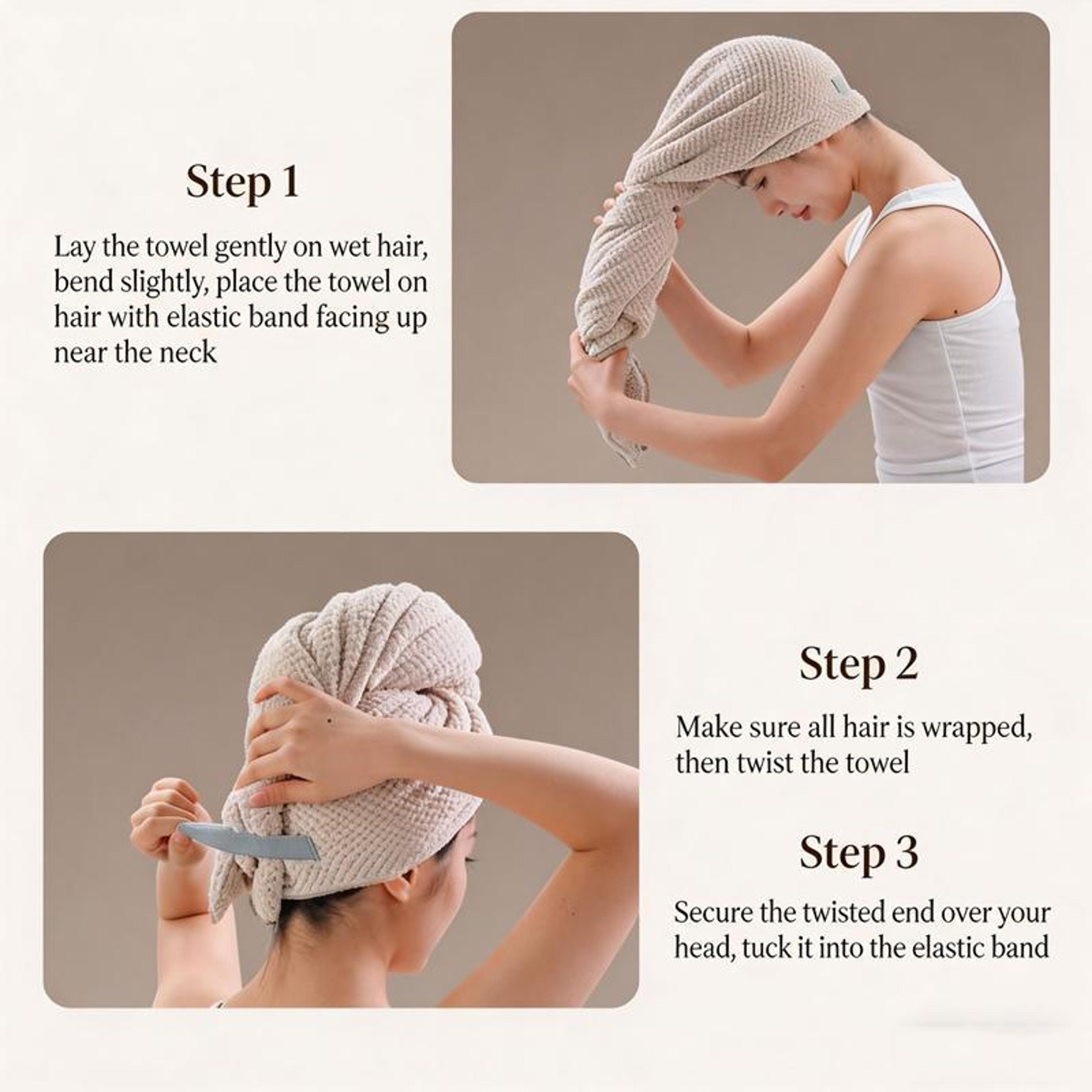 Ultra Absorbent Microfiber Hair Towel Wrap For Long Hair Quick Dry Waffle Turban 10