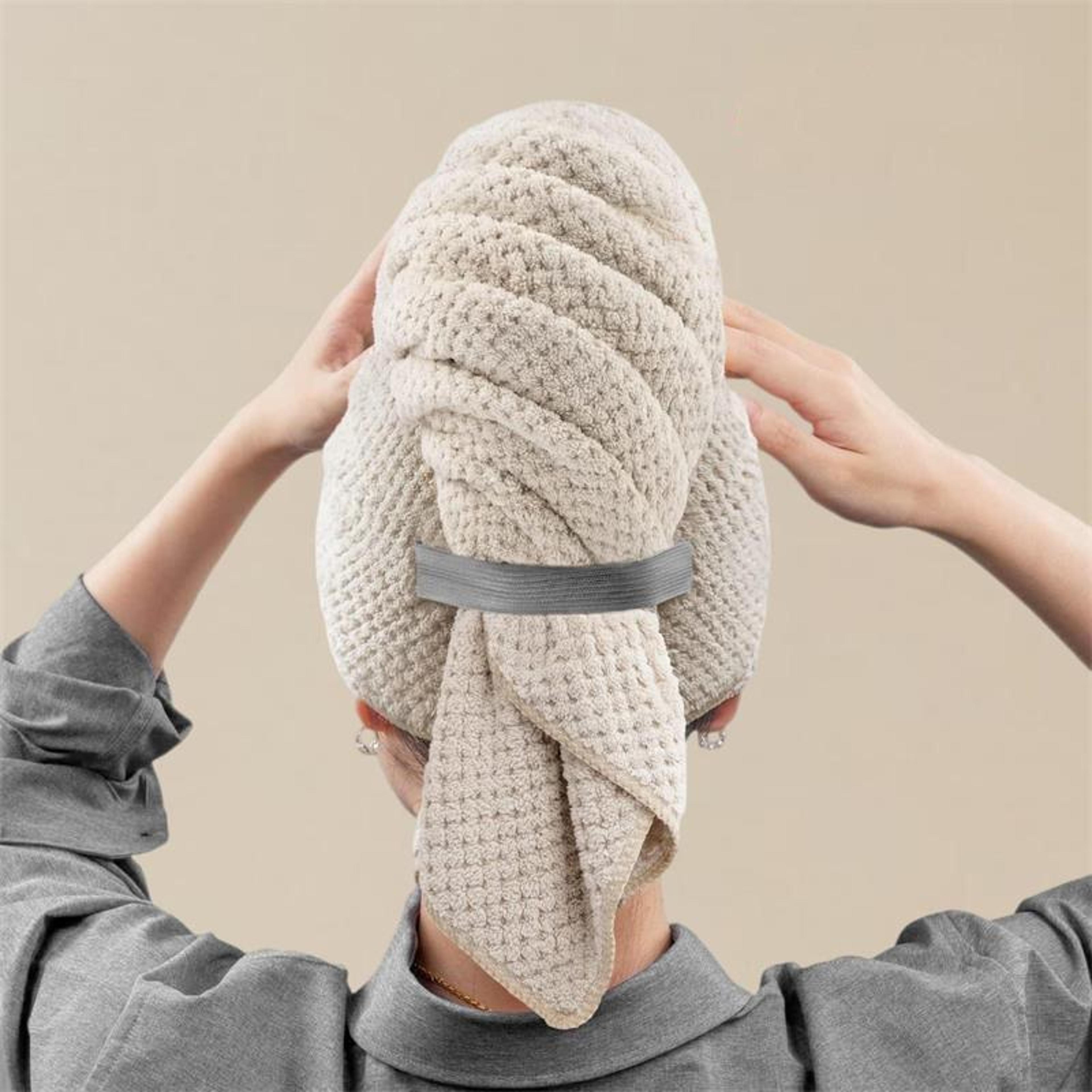 Ultra Absorbent Microfiber Hair Towel Wrap For Long Hair Quick Dry Waffle Turban 7