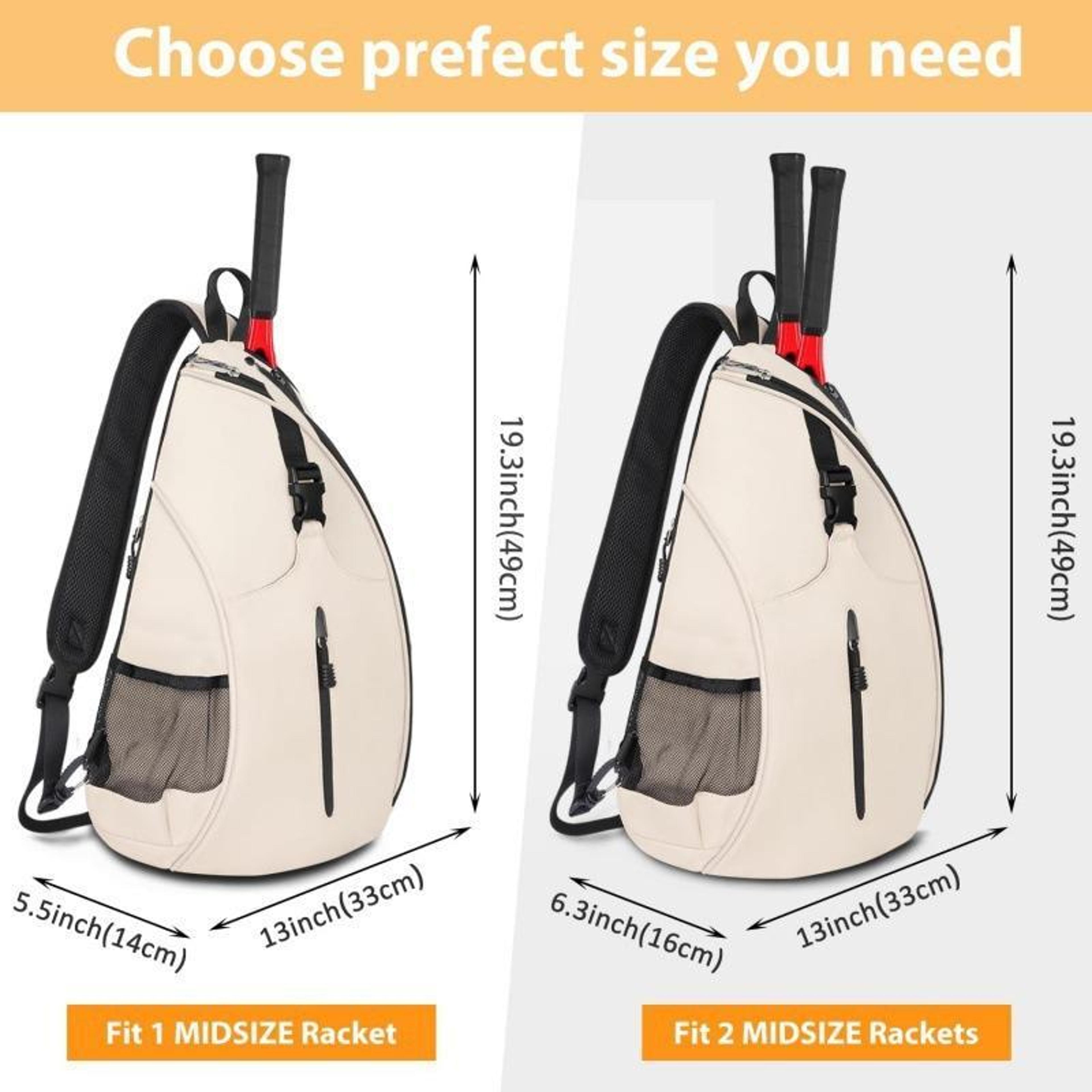 Portable Outdoor Sports Tennis Racket Crossbody Bag With Zoned Storage 5