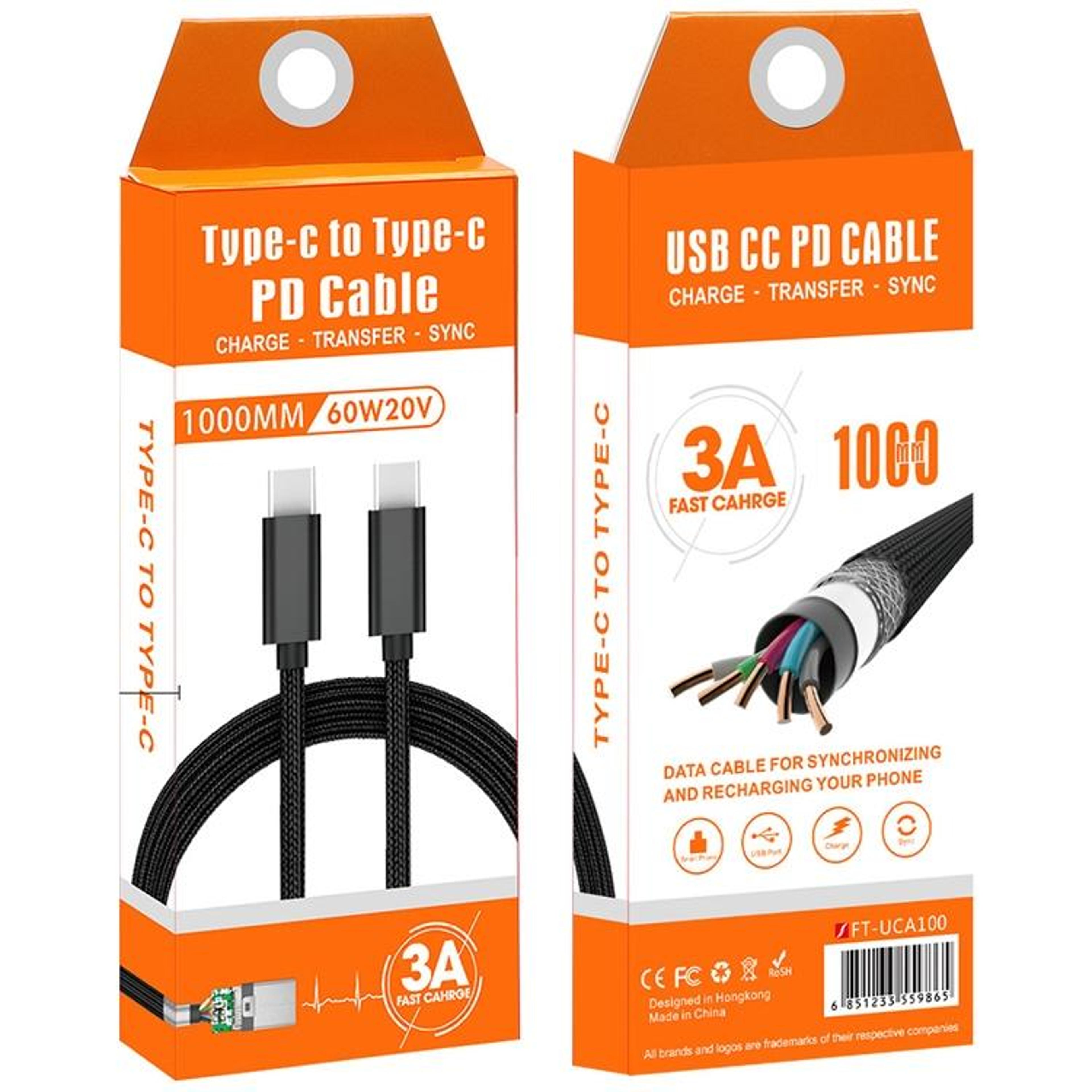Premium 60W PD USB C To USB C Braided Fast Charging Cable 1