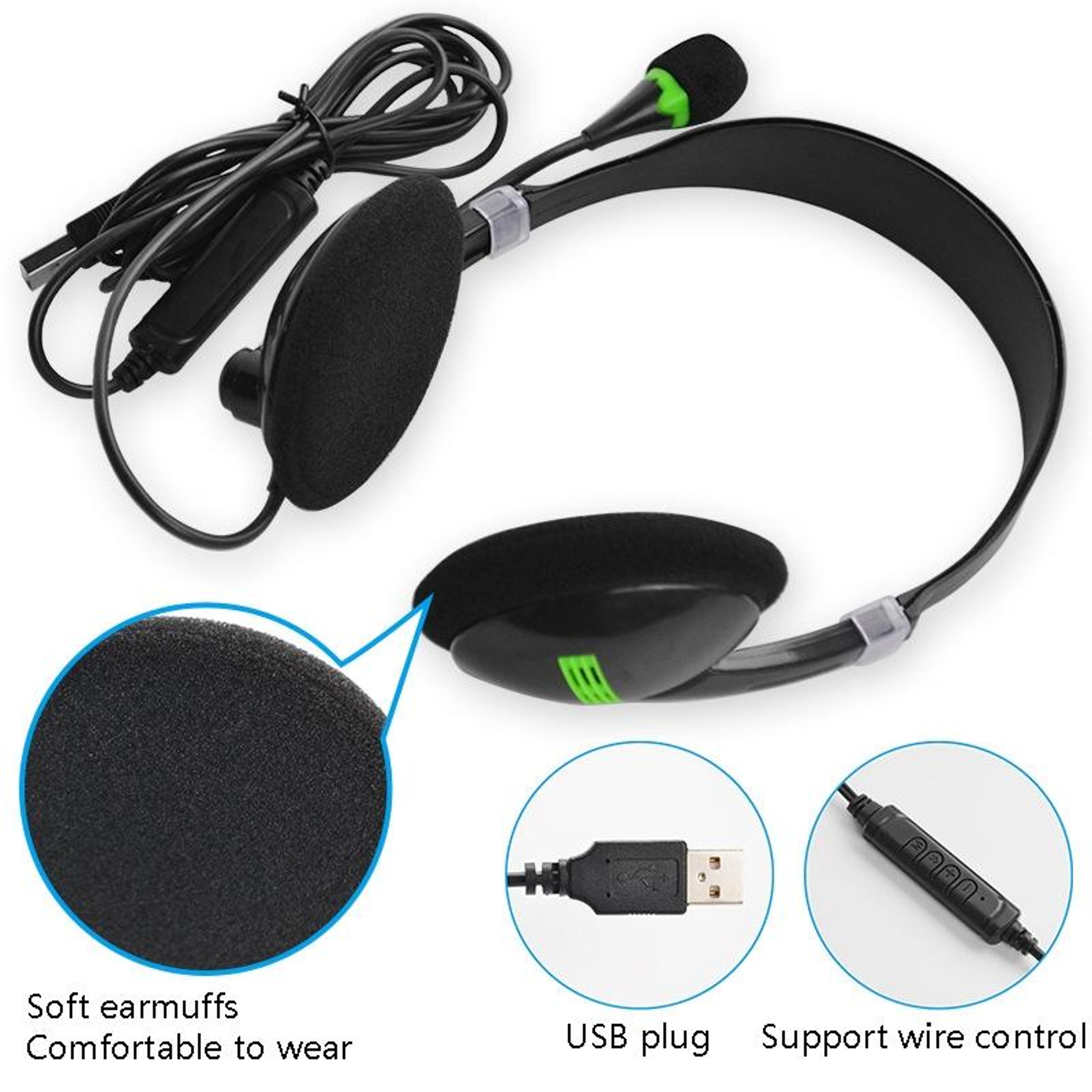 USB Wired Computer Headset With Microphone  Inline Controls For PC Calls Music  Online Meetings 2