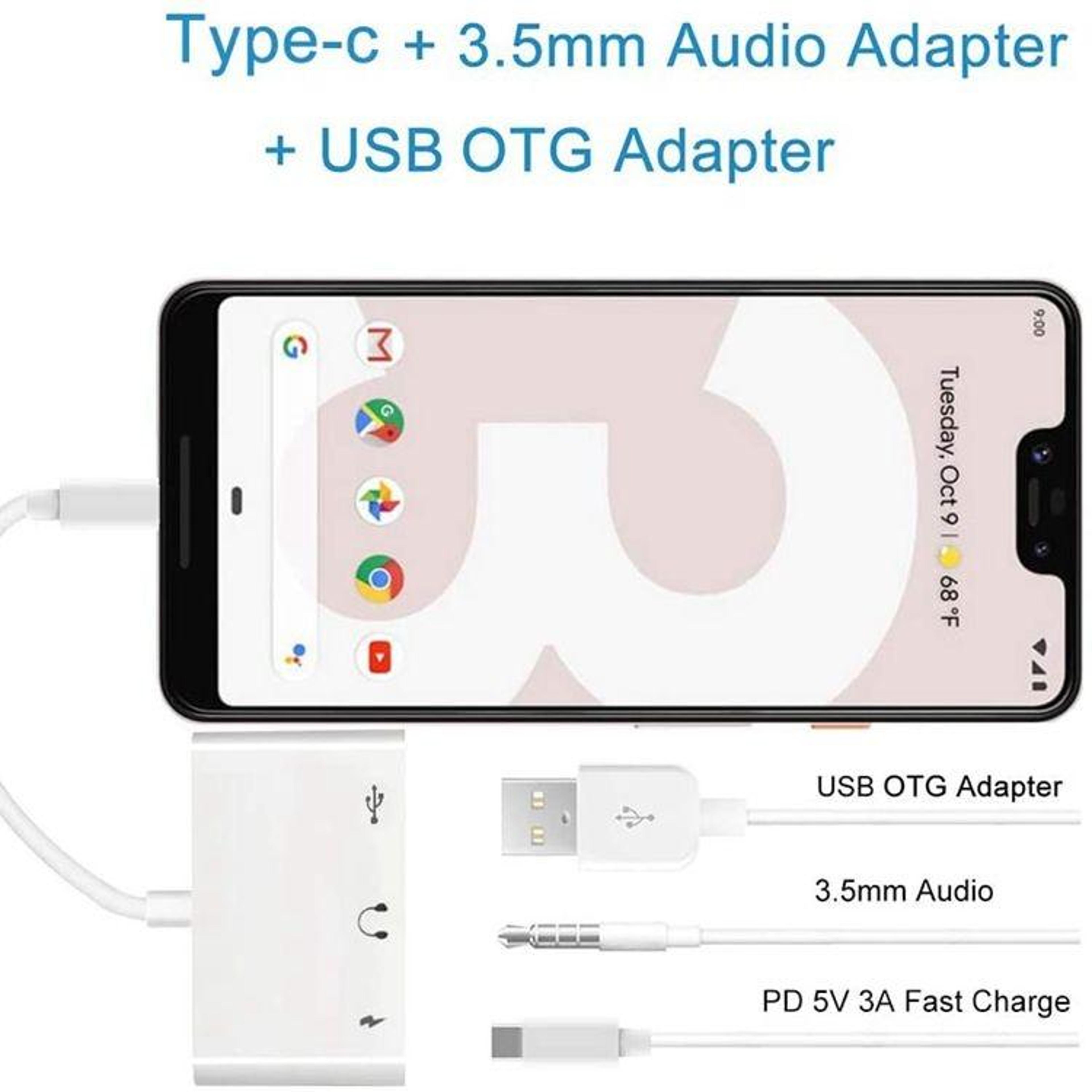 3 In 1 USB C OTG Adapter With 35mm Headphone Jack Fast Charging  USB Audio Splitter 6
