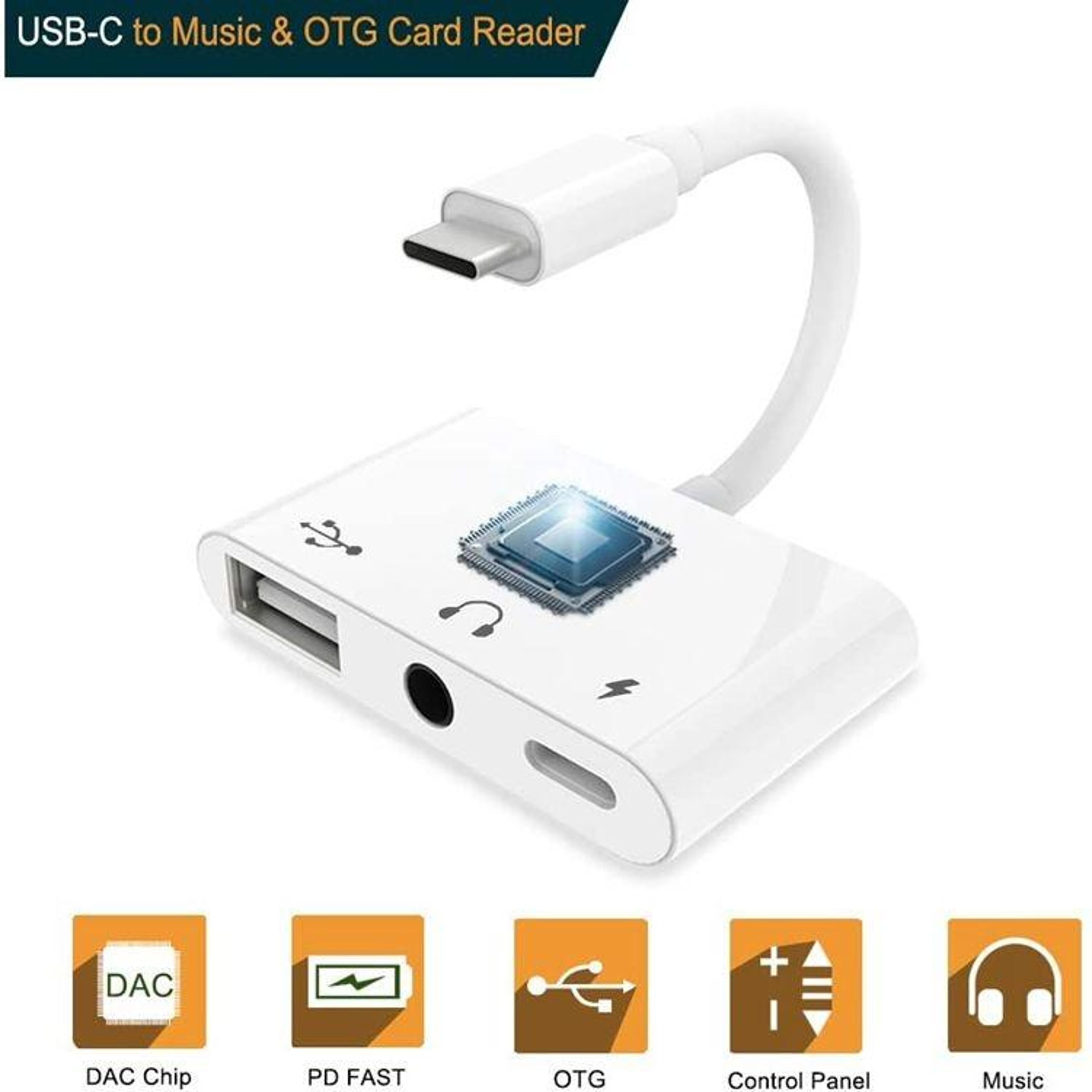 3 In 1 USB C OTG Adapter With 35mm Headphone Jack Fast Charging  USB Audio Splitter 10