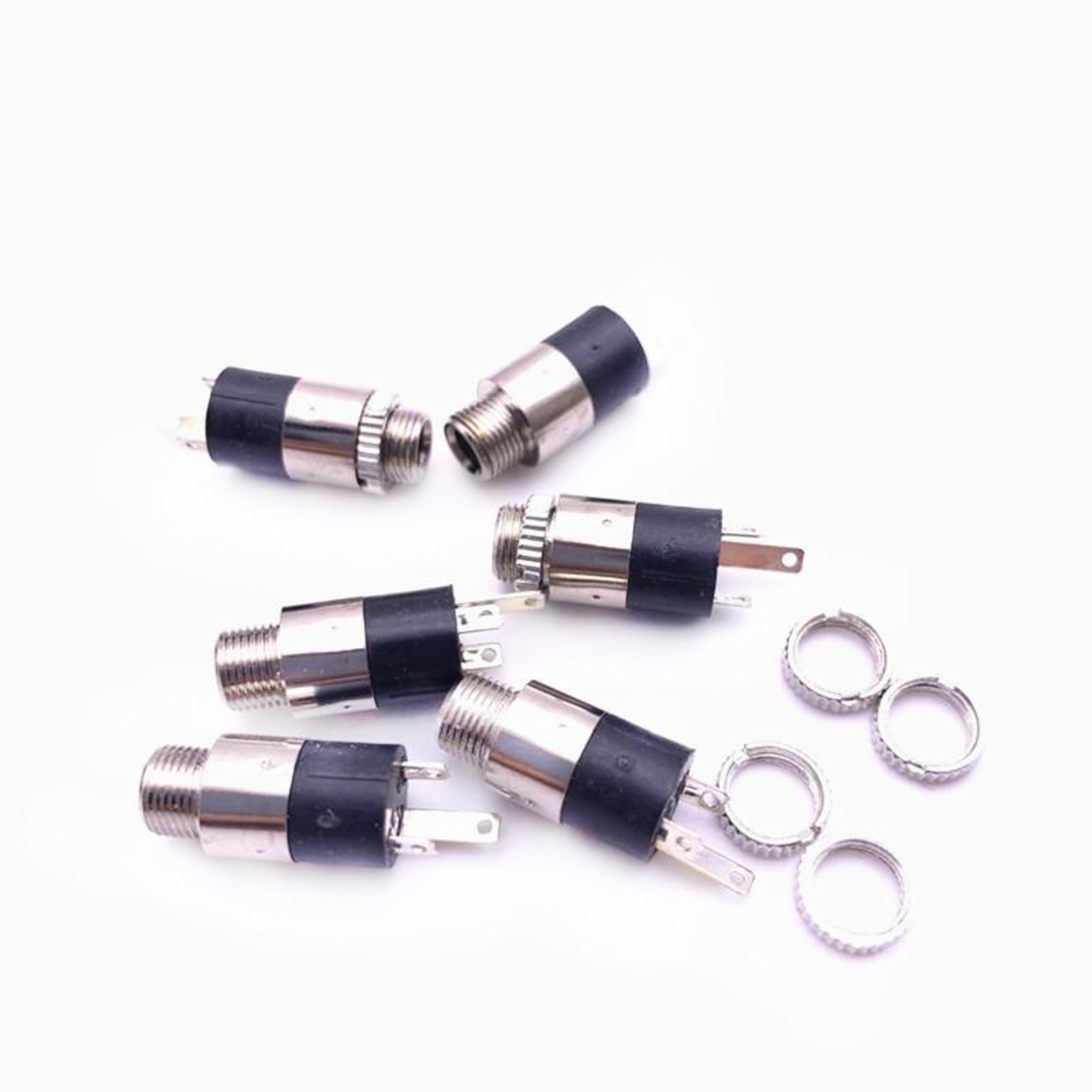 35mm Audio Jack Connectors With Nut Vertical 3 Pin Stereo Headphone Socket 1