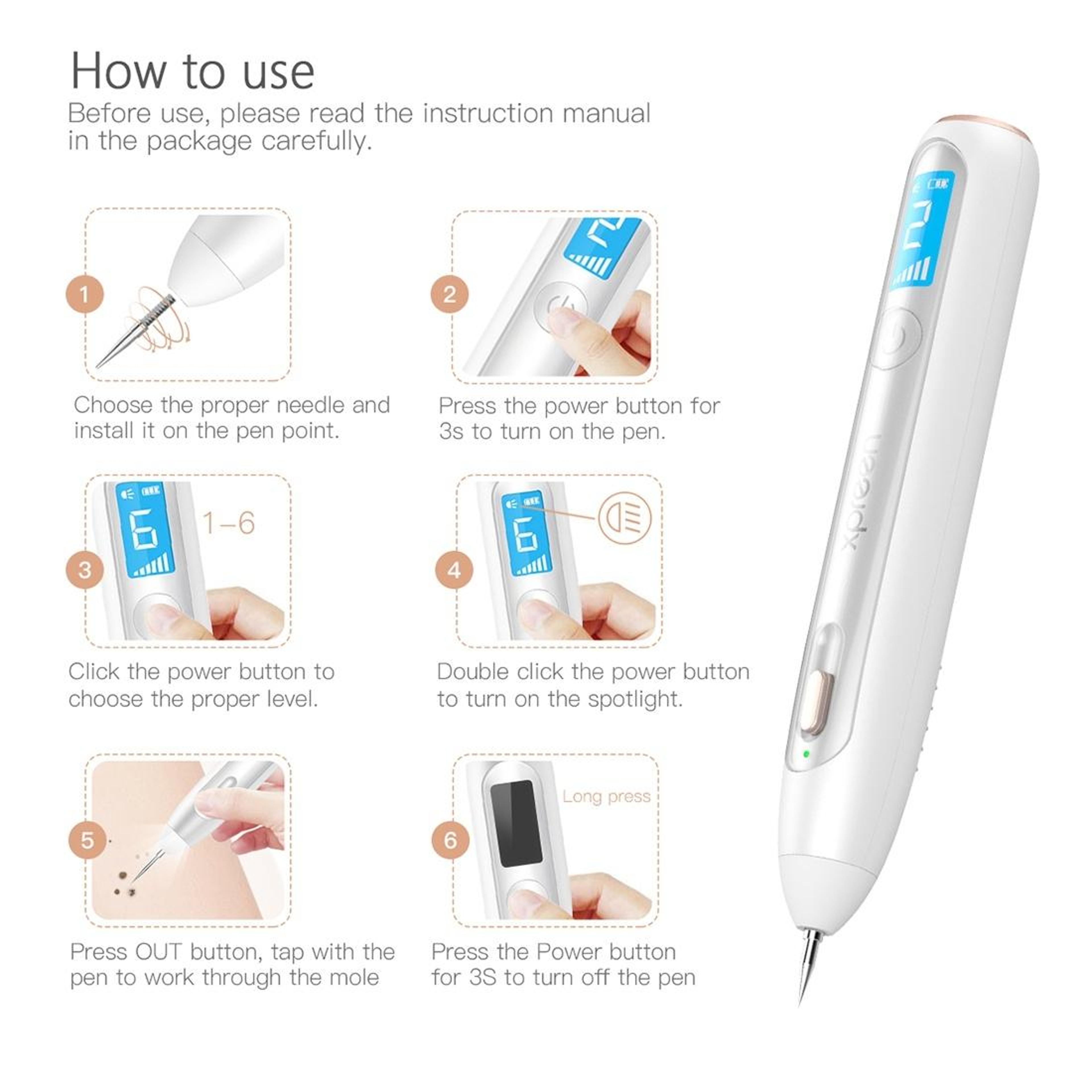 XPREEN Wireless Skin Tag Remover Pen With LED Screen For Mole Freckle  Dark Spot Removal 3