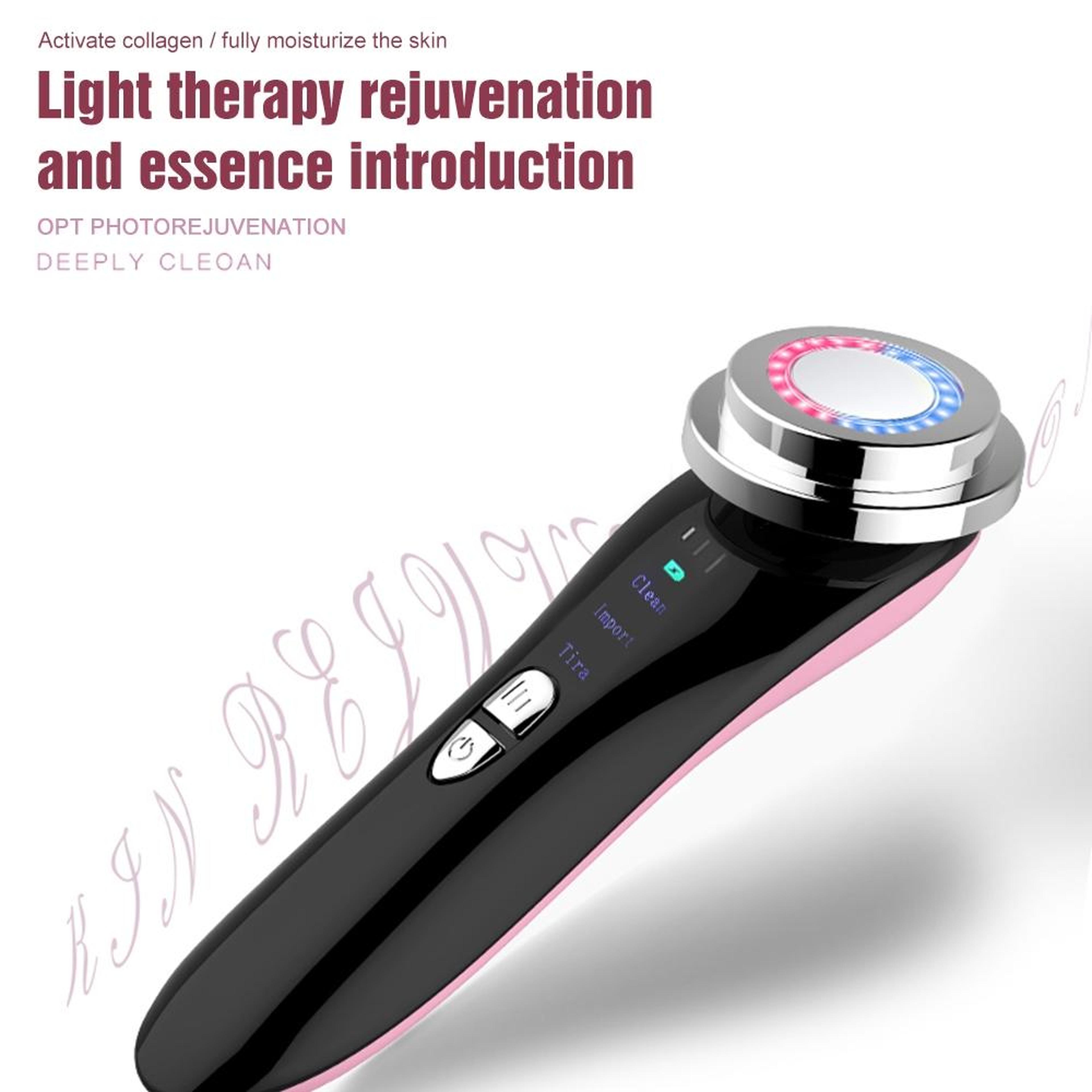 Ultrasonic LED Facial Massager With Ion Therapy And Red Blue Light Skincare Device 3