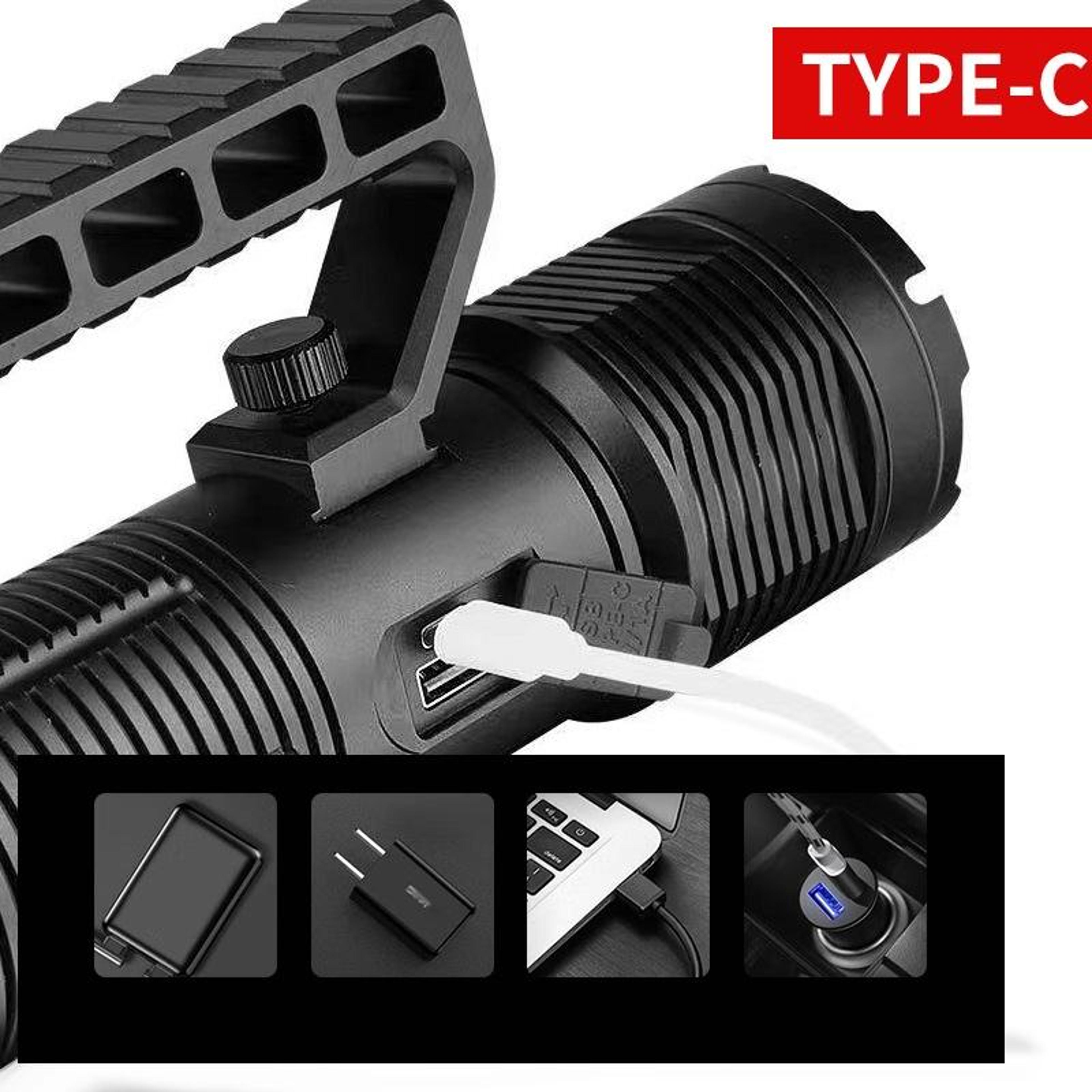 XHP160 Telescopic Zoom Searchlight Doublehead Portable Outdoor Patrol LED Digital Flashlight 6