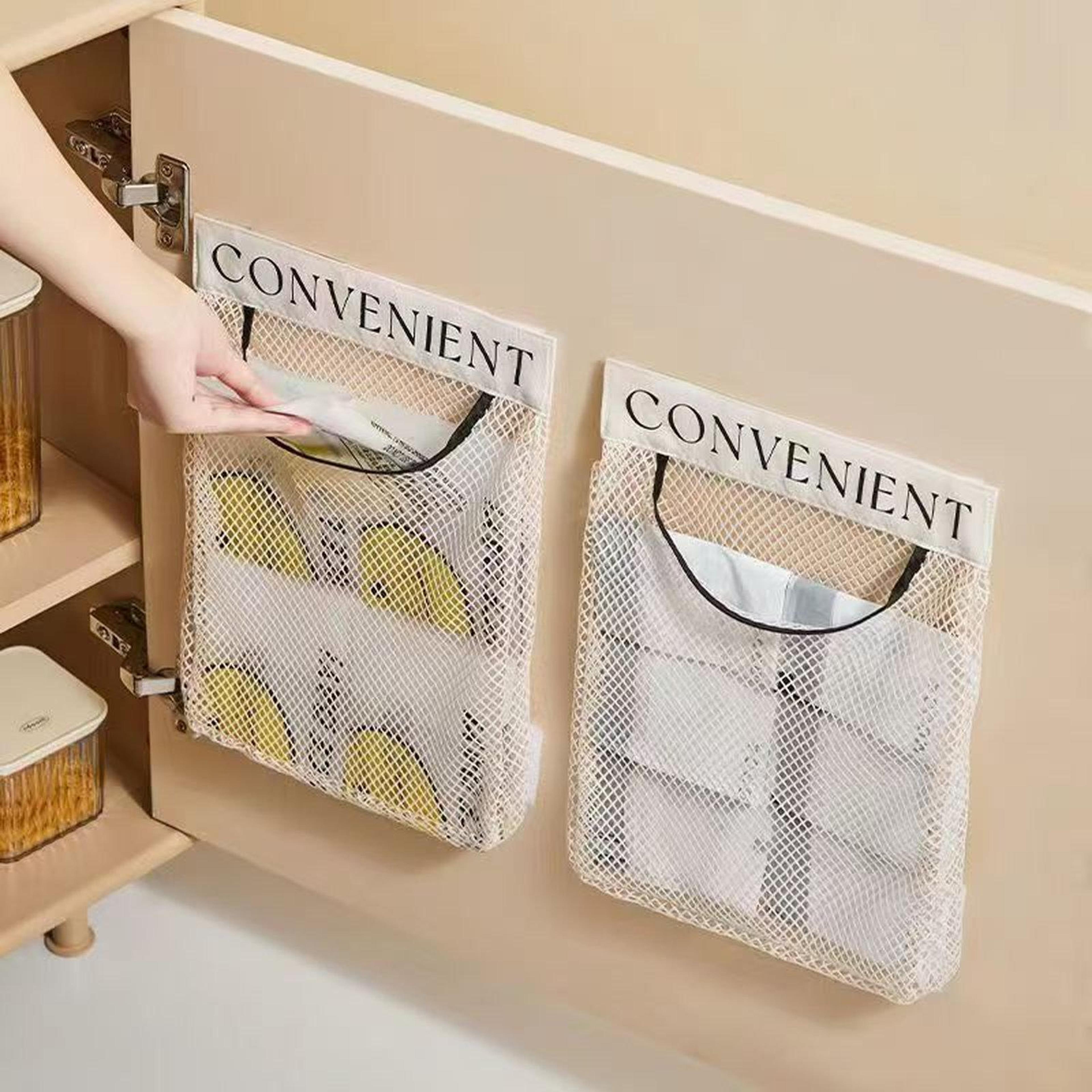 Detachable Wall Mount Mesh Grocery Bag Holder  Dispenser Organizer 1
