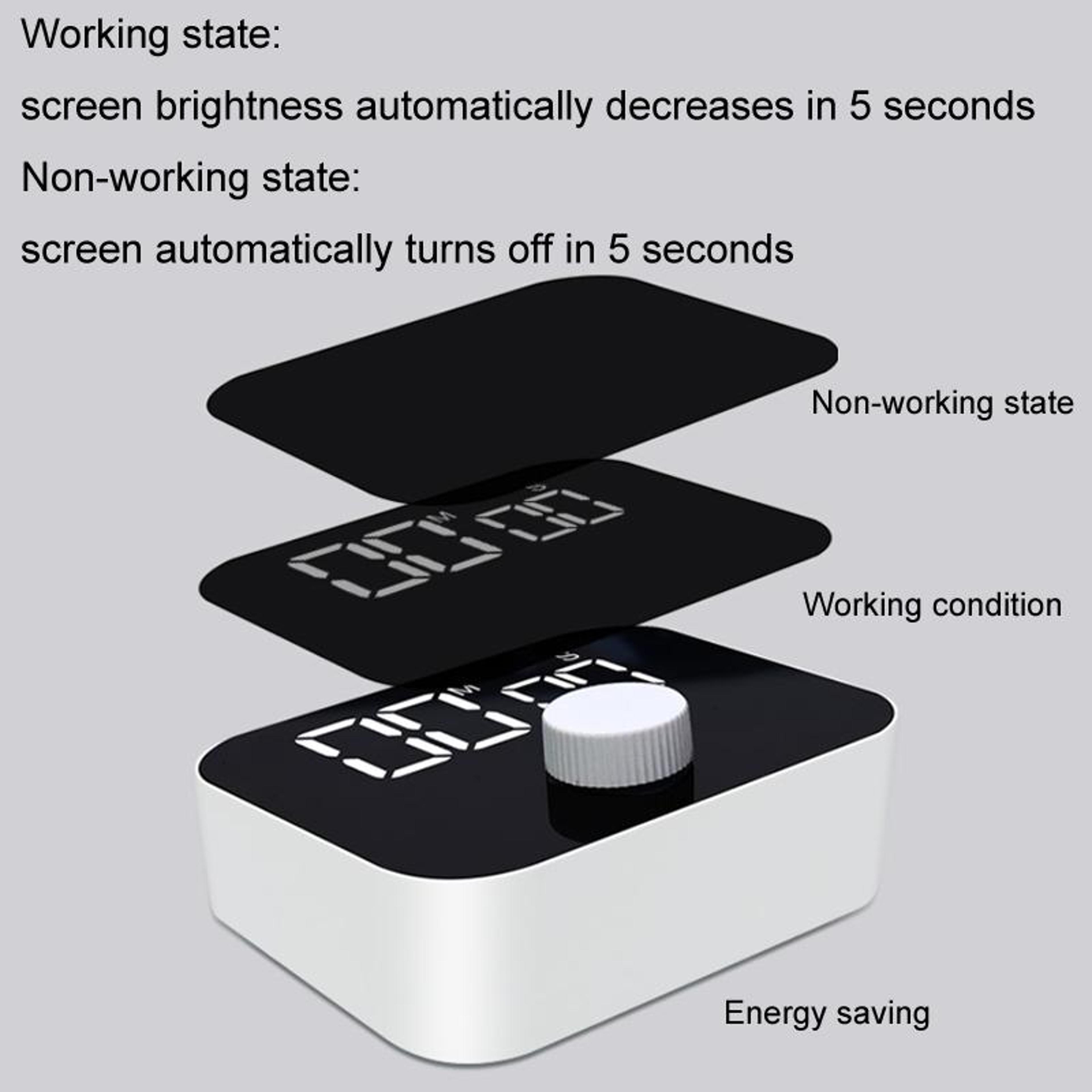 Silent LED Magnetic Kitchen Timer With Large LED Display  Countdown Memory 5