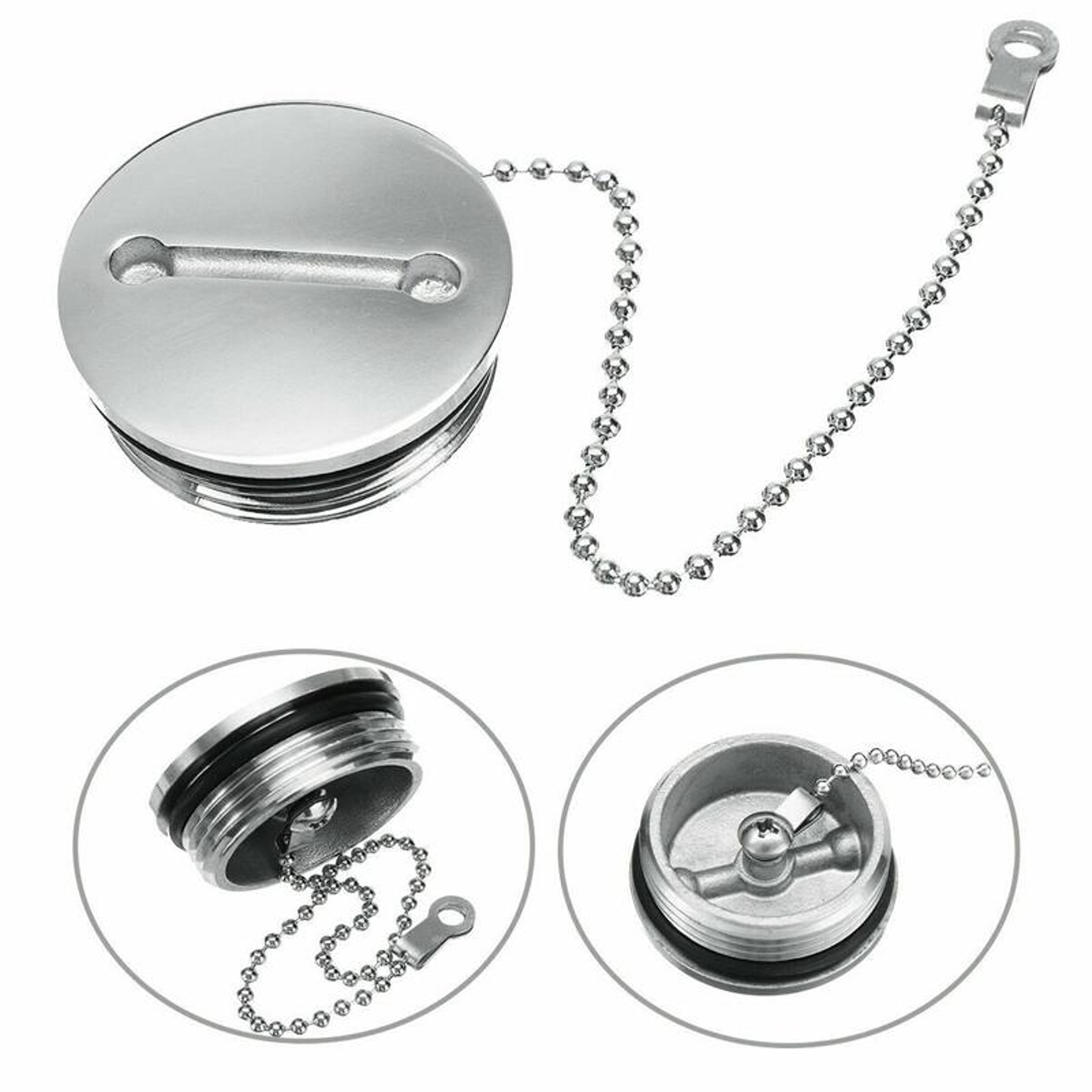 38mm Marine Fuel Deck Fill Cap With Chain 316 Stainless Steel Boat Fuel Filler Replacement 7