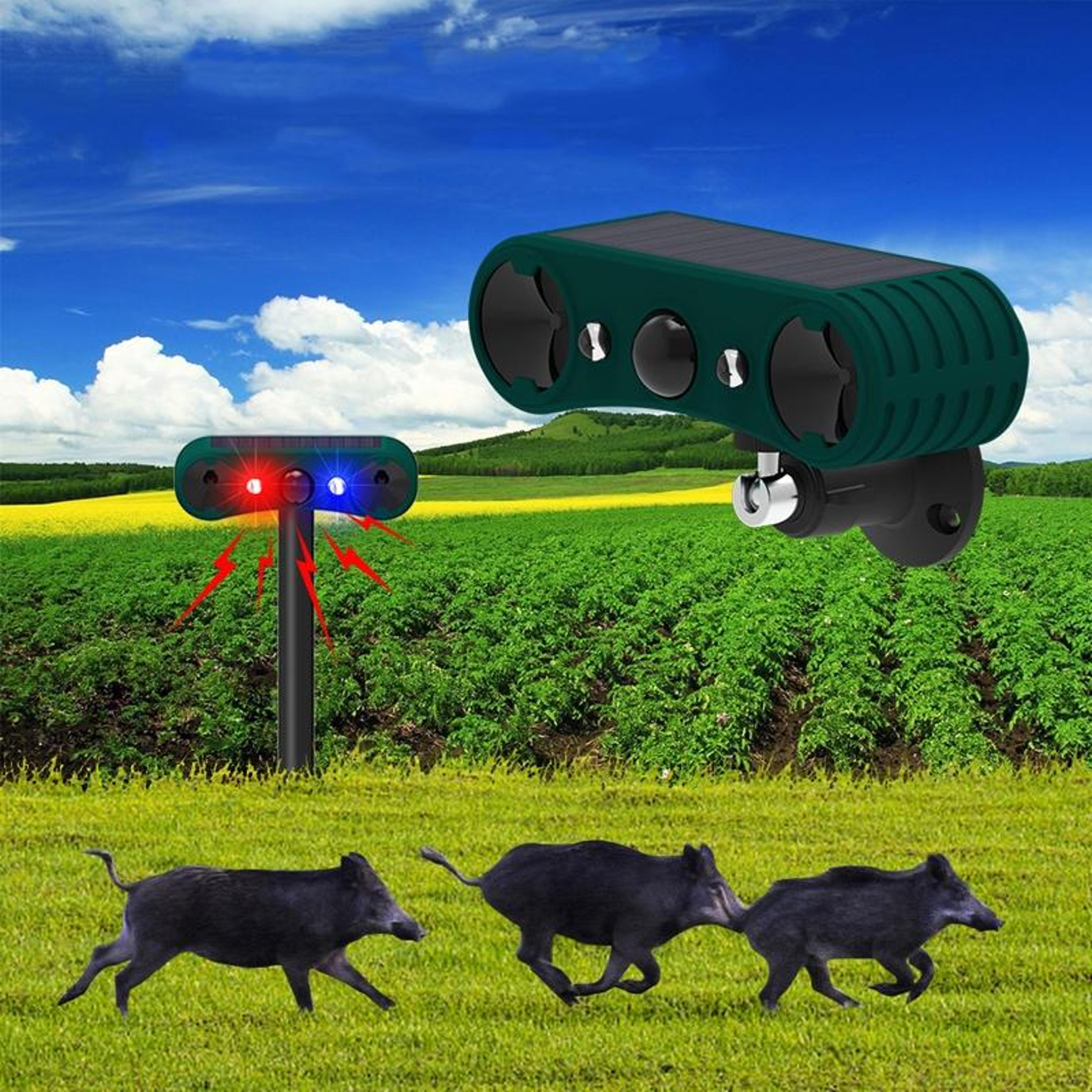 solar powered animal repellent & ultrasonic pest repeller with infrared motion alarm
