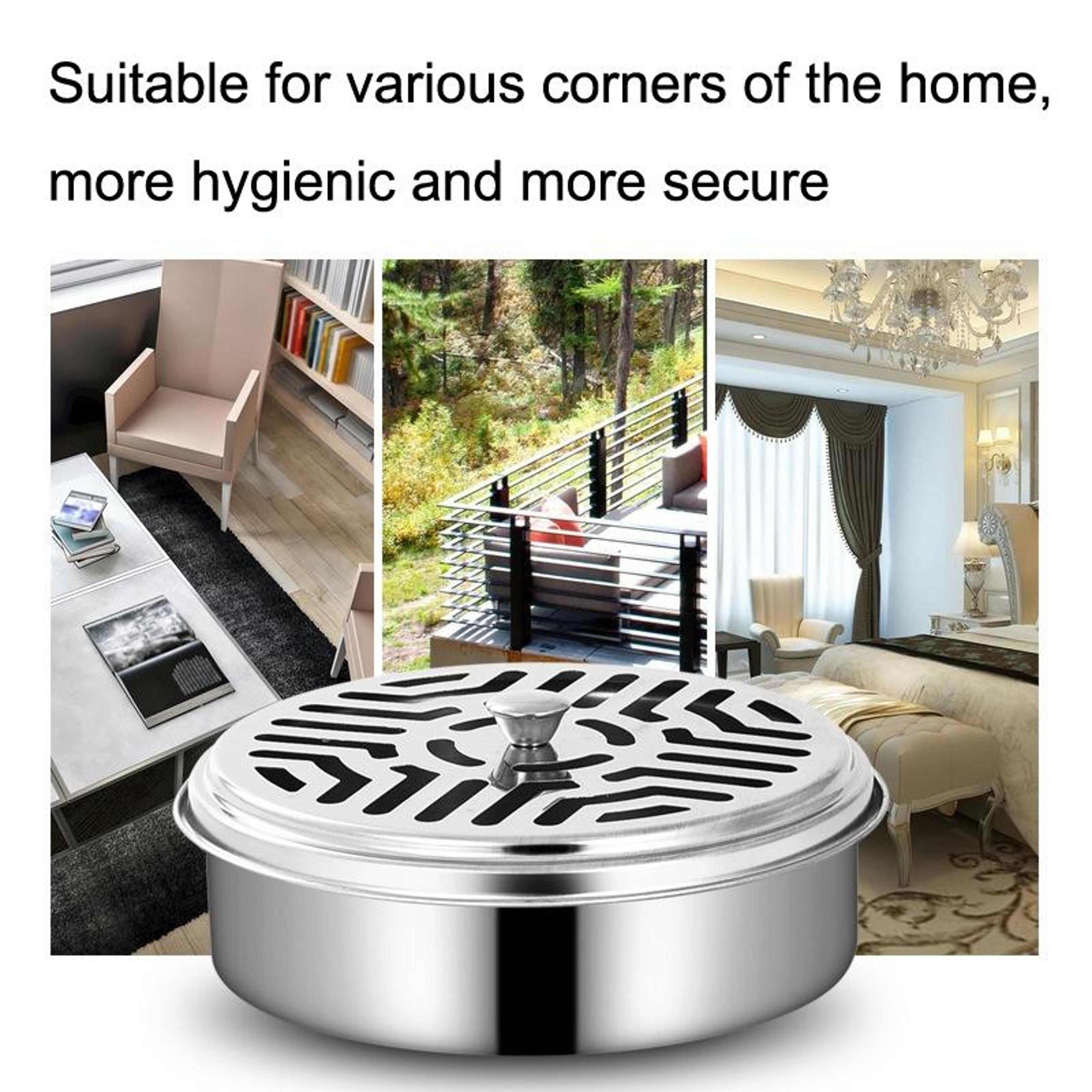 Premium Stainless Steel Mosquito Coil Holder  Mosquito Incense Tray Box Fireproof Household Repelle 5