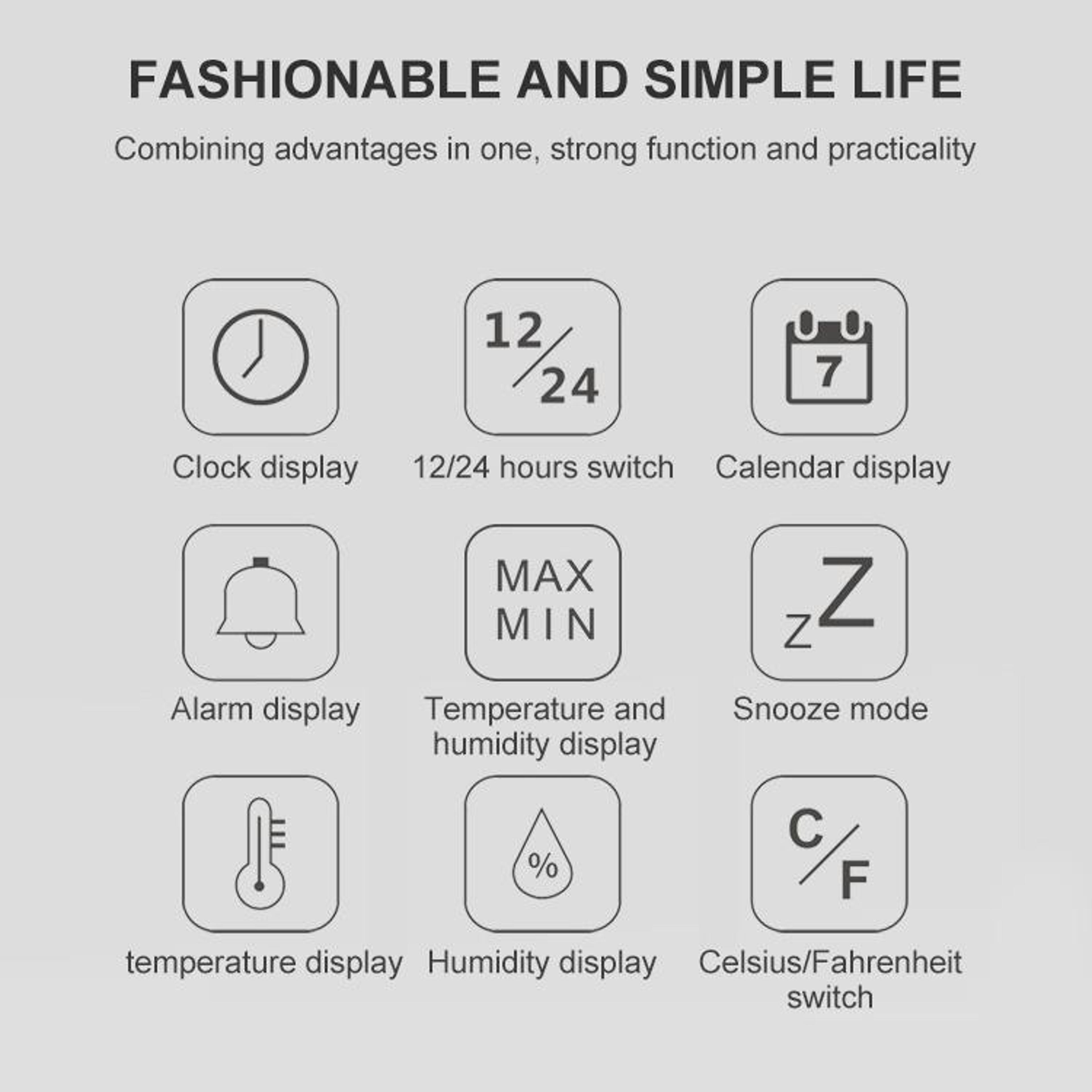 Large Screen Digital Wall Clock With Temperature  Humidity Monitor 2
