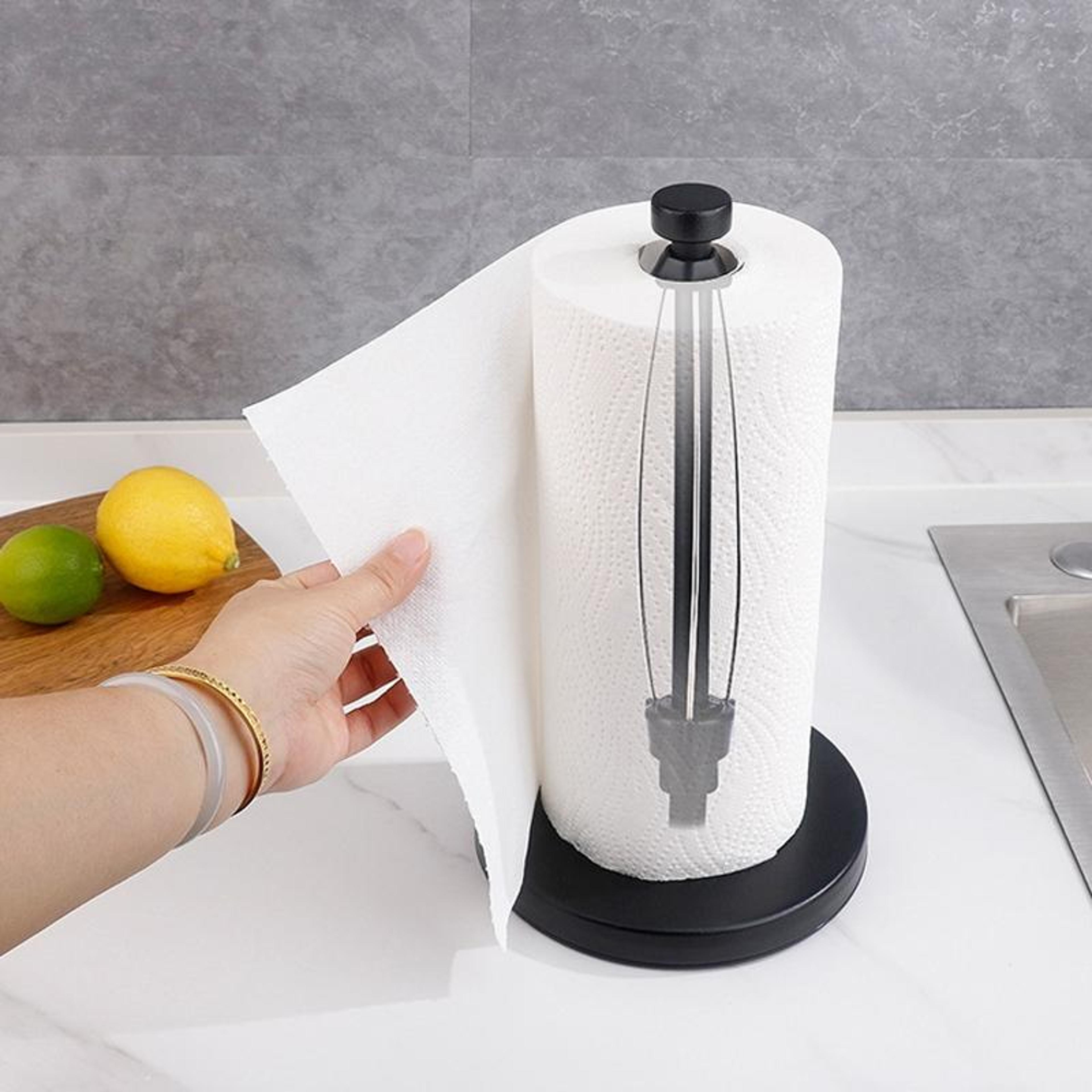 stainless steel paper towel holder with one hand tear damping design