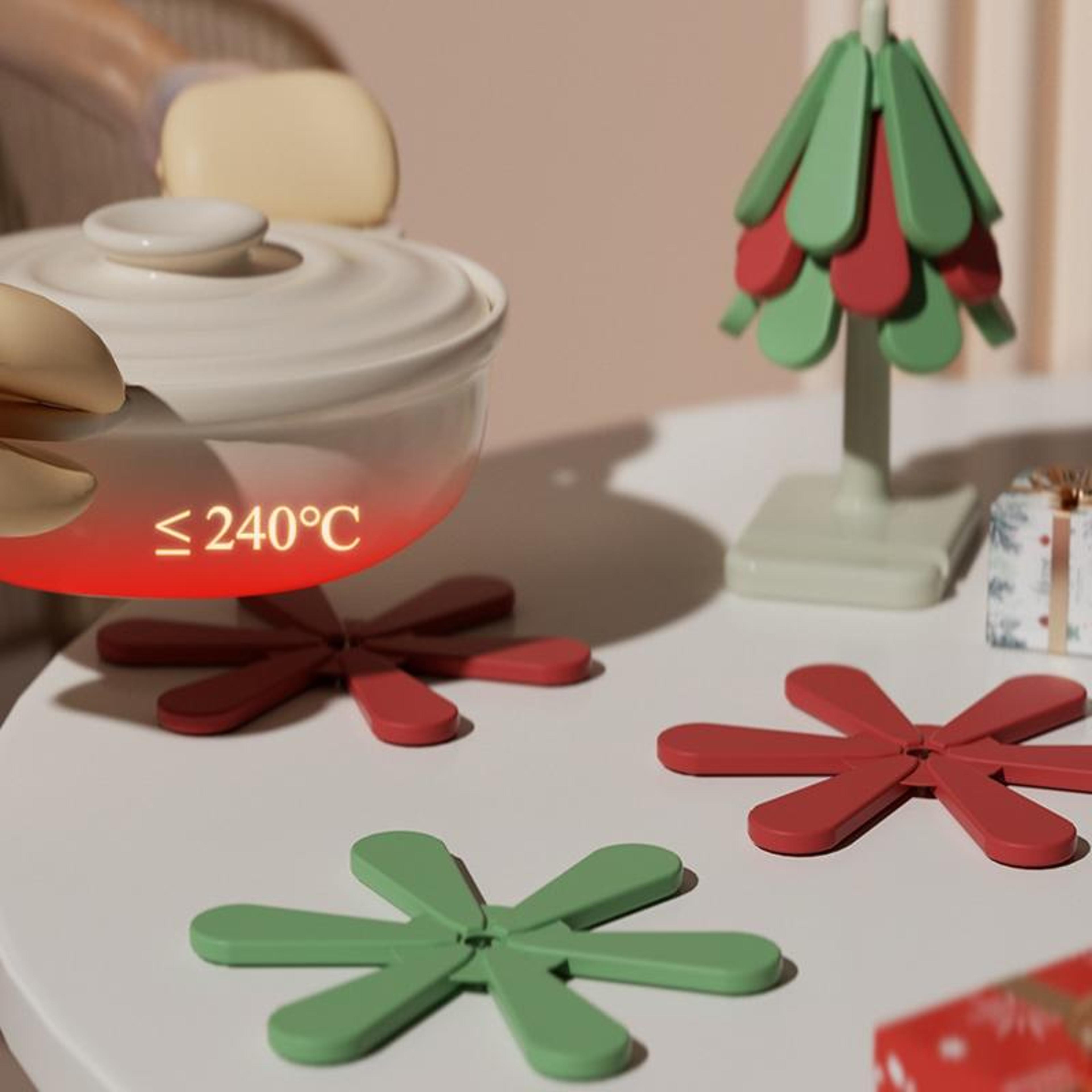 Christmas Tree Silicone Heat Resistant Trivet Foldable Insulated Placemat  Pot Holder 8