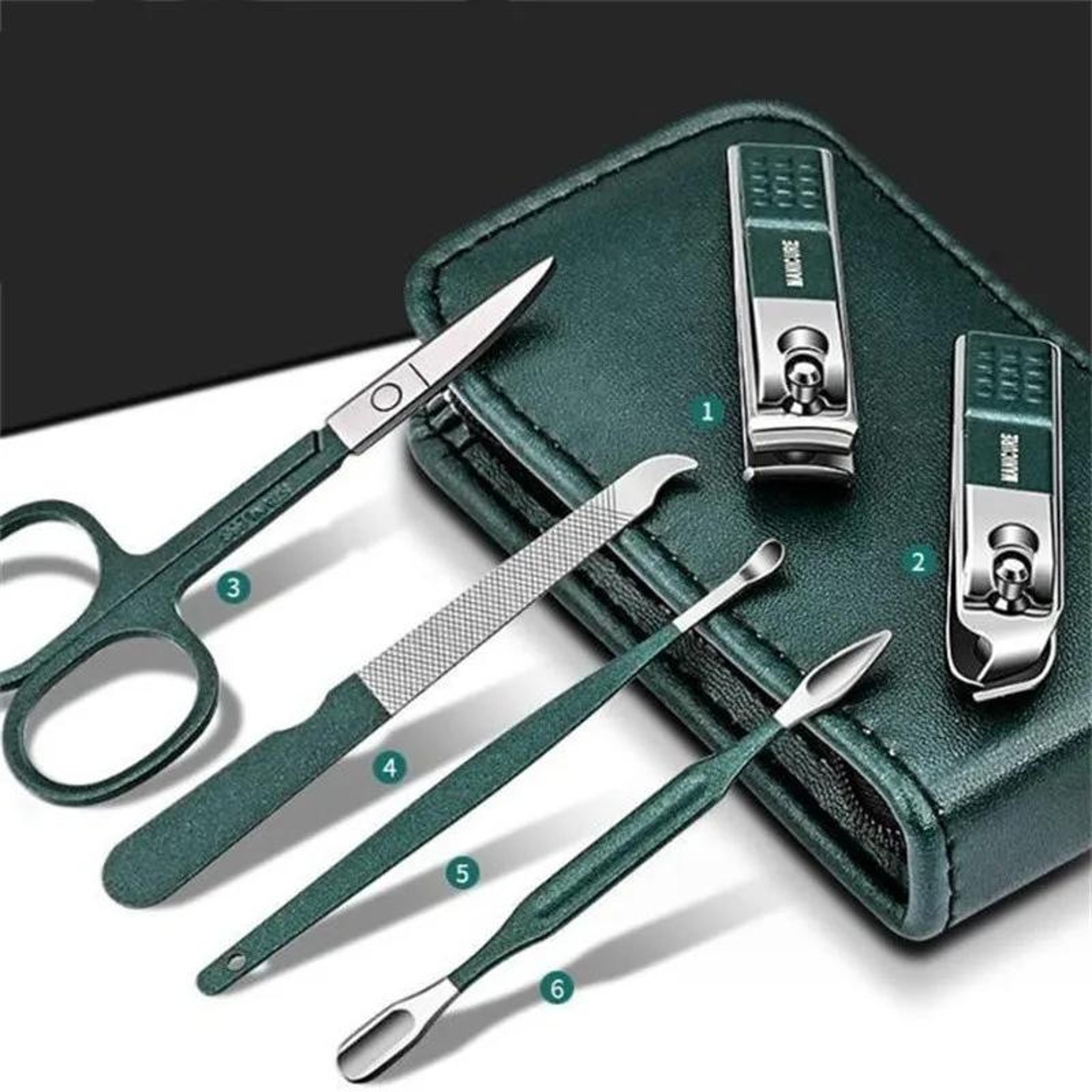 6 piece professional nail clipper set with travel case complete manicure pedicure kit
