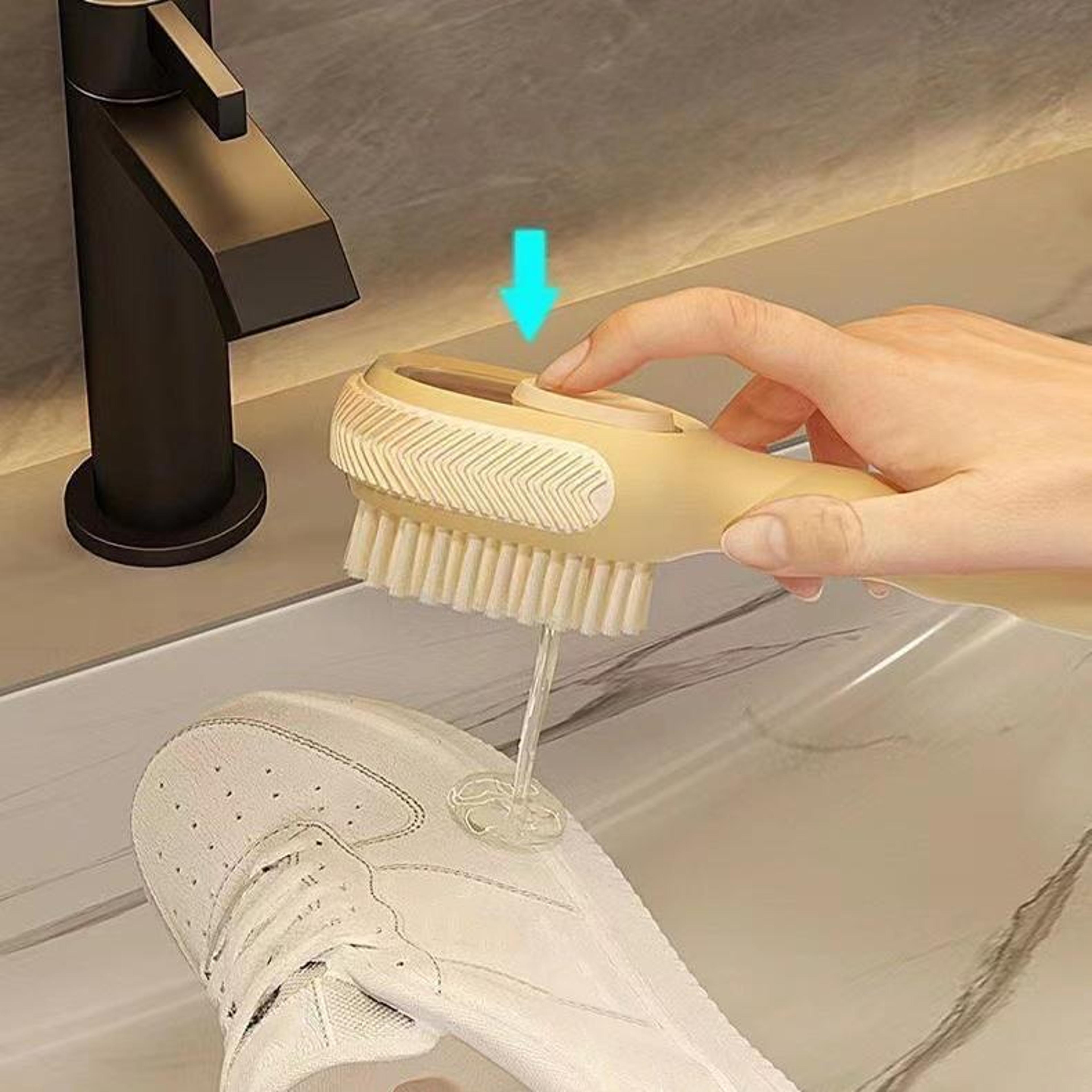 Liquid Dispensing Shoe  Laundry Cleaning Brush With Soft Bristles And Silicone Scrubber 1