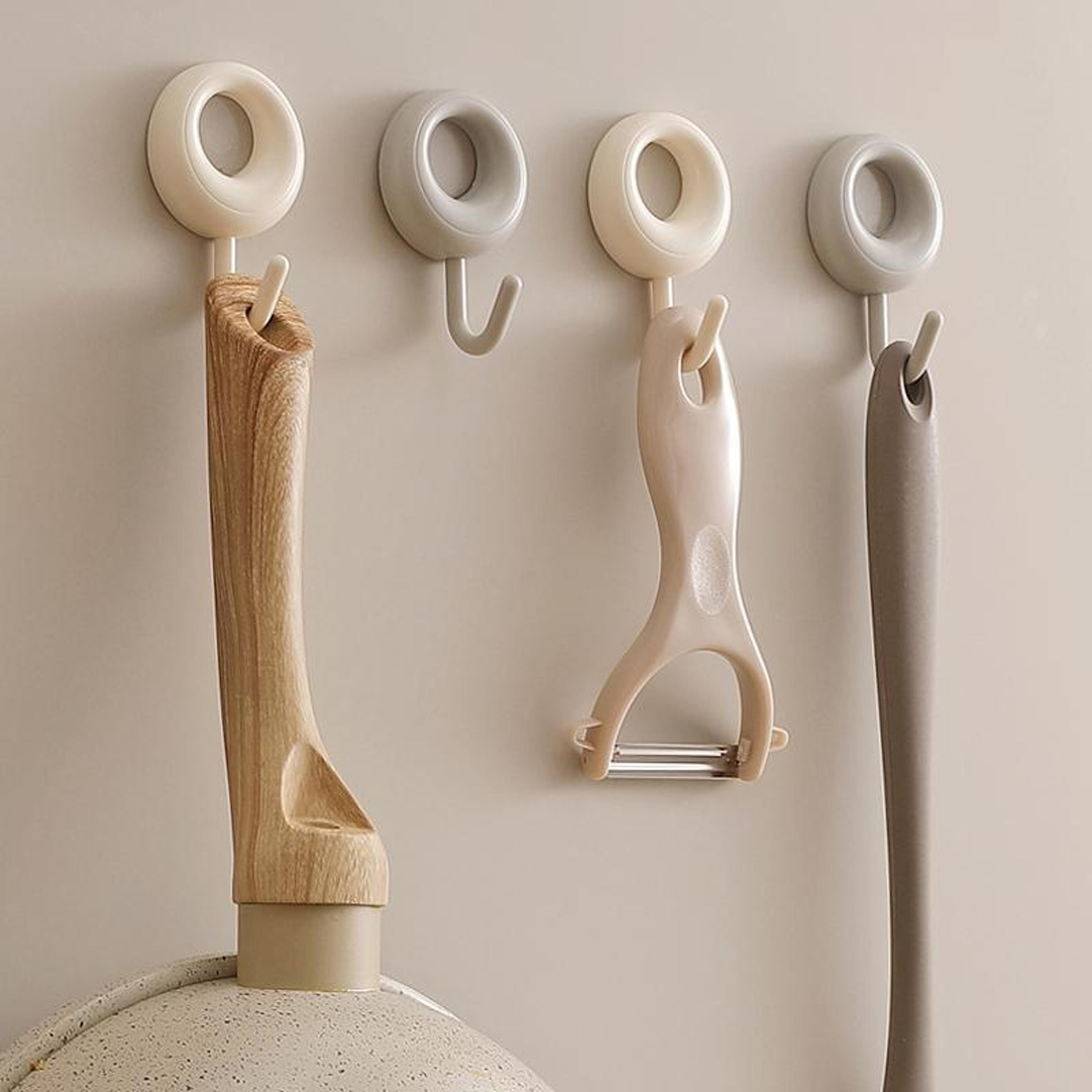 4 pack heavy duty adhesive wall hooks for kitchen, bathroom & home organization