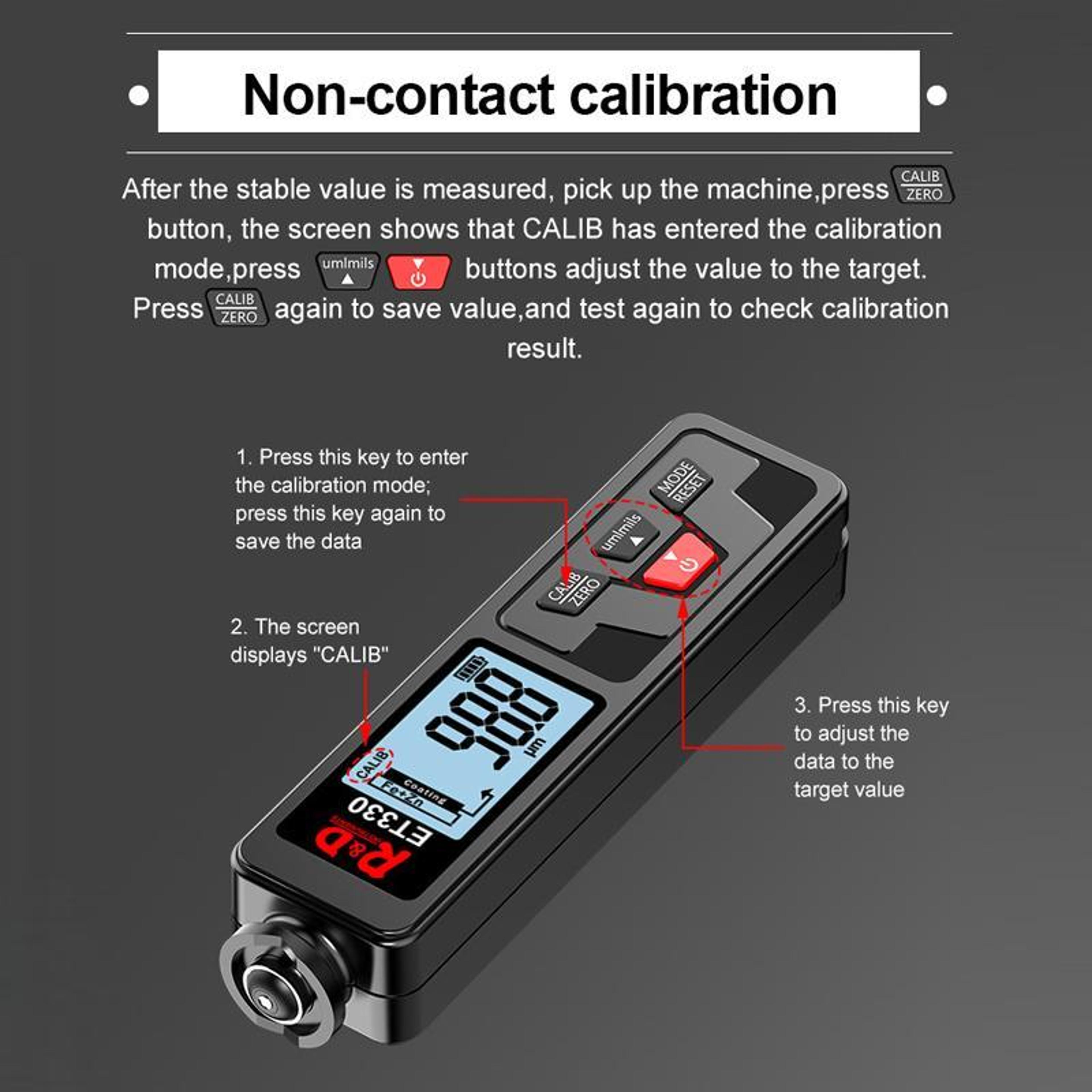 Mingzheng ET330 Digital Coating Thickness Gauge Paint Thickness Meter For Iron Aluminum  Zinc 8