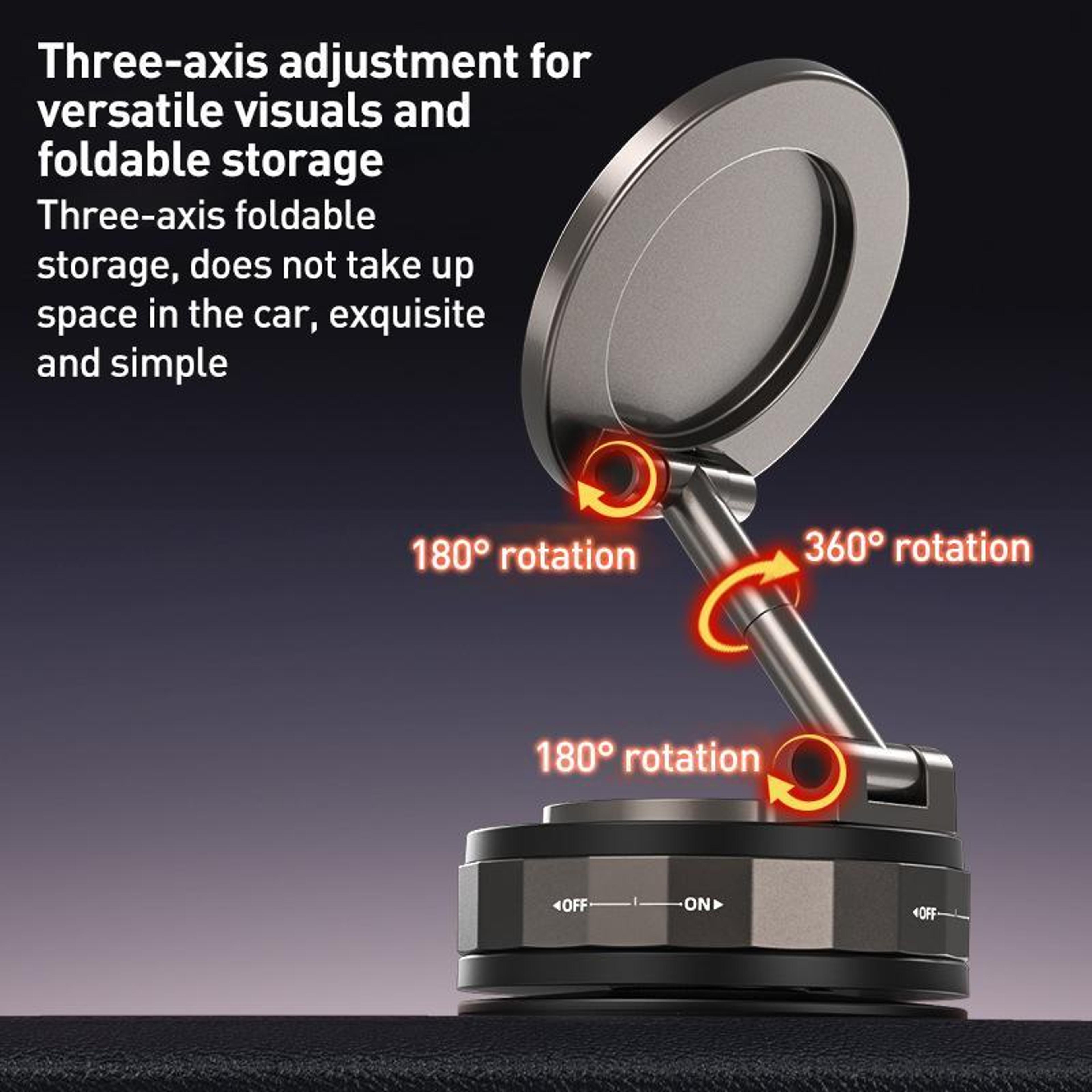 Magnetic Car Phone Holder With Vacuum Suction 360 Rotating Dashboard Mount 2