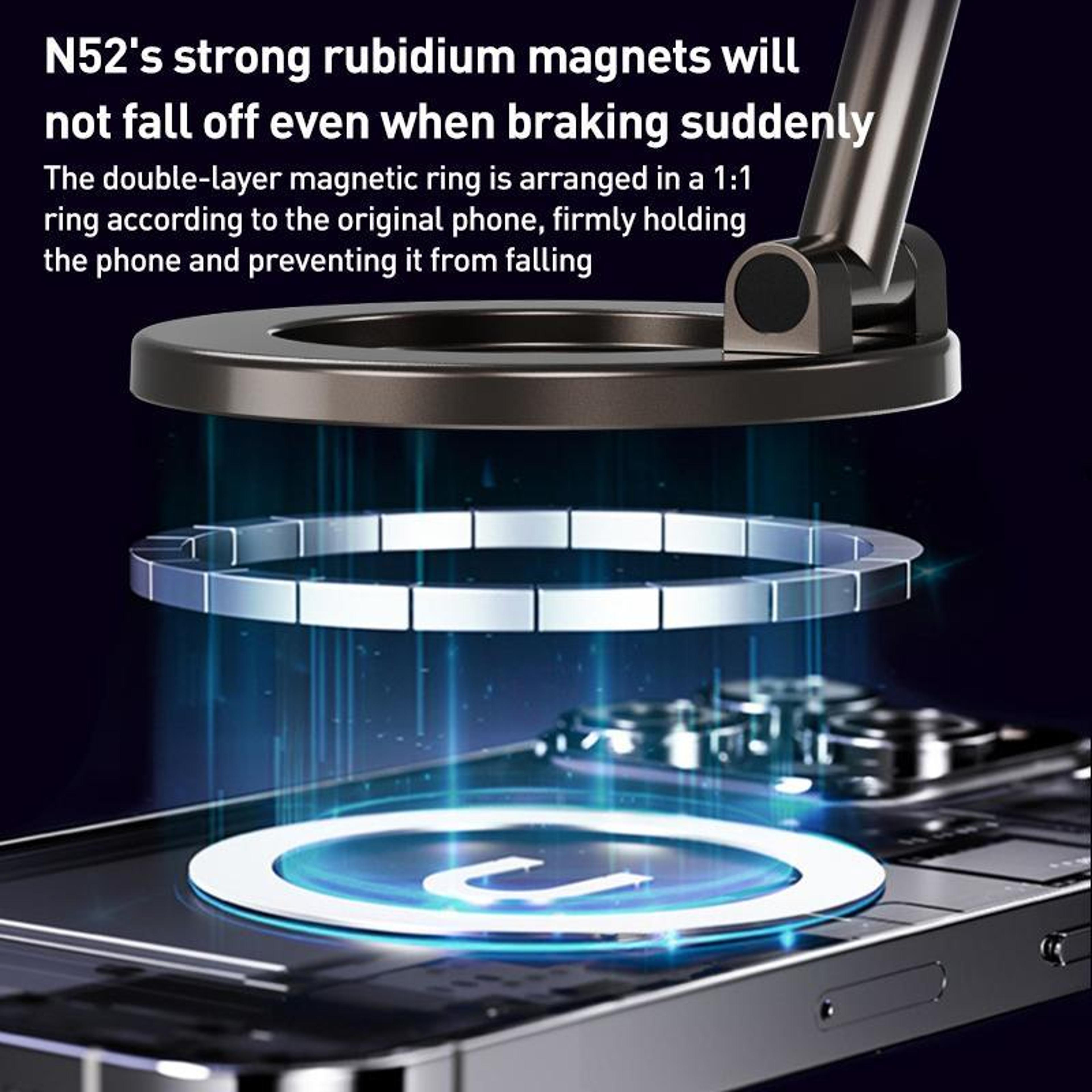 Magnetic Car Phone Holder With Vacuum Suction 360 Rotating Dashboard Mount 5